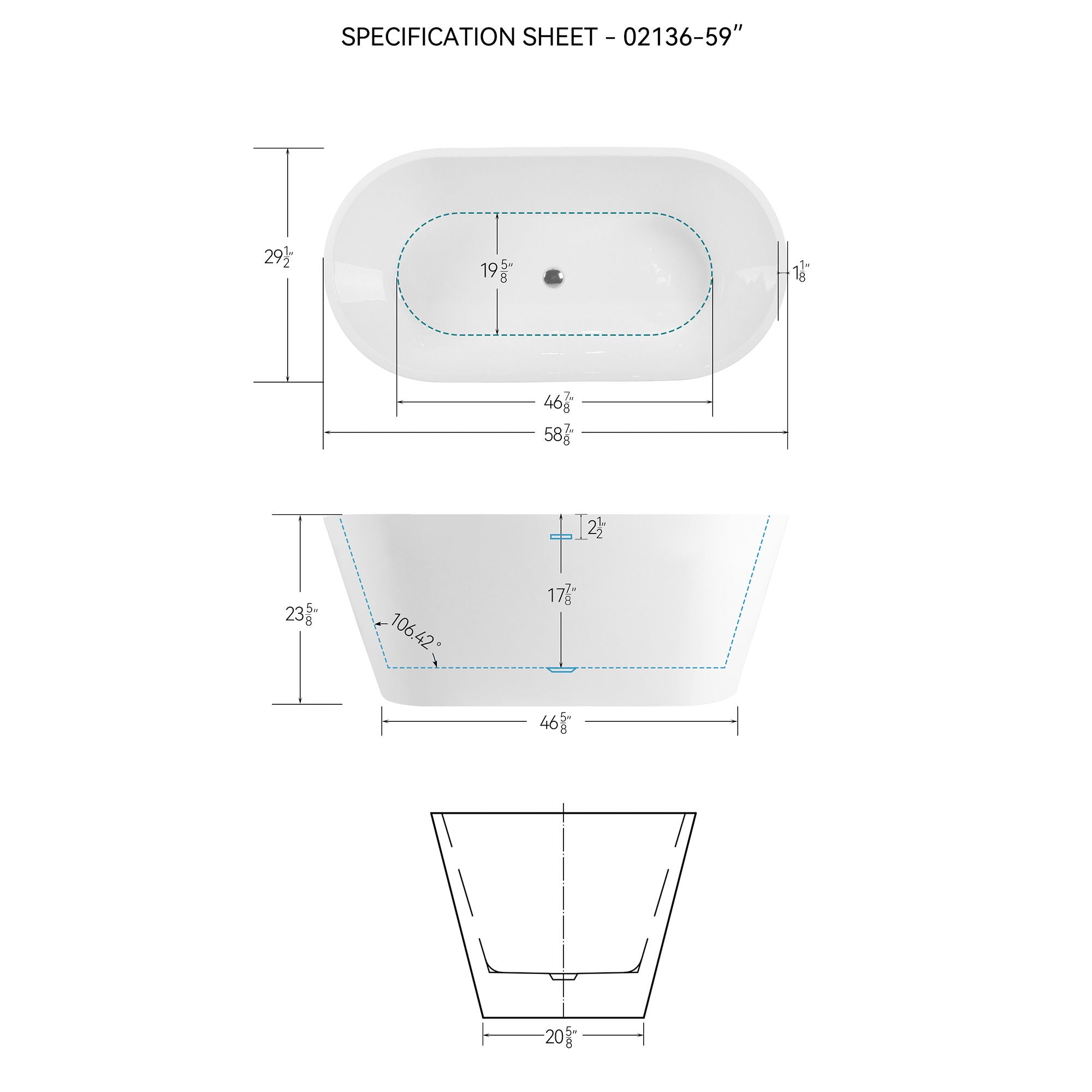 Freestanding Bathtub, Modern & Contemporary Design Soaking Tub With Toe-Tap Drain In Chrome And Classic Slotted Overflow