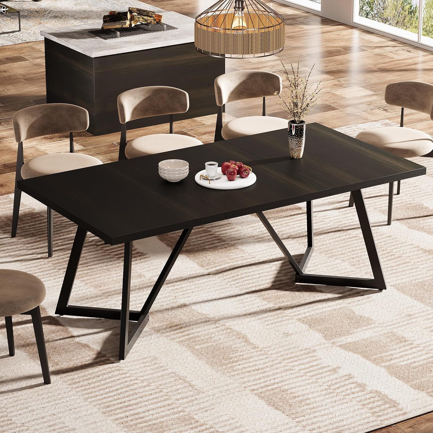 Rectangular Dining Table For 6 - 8 People - Black