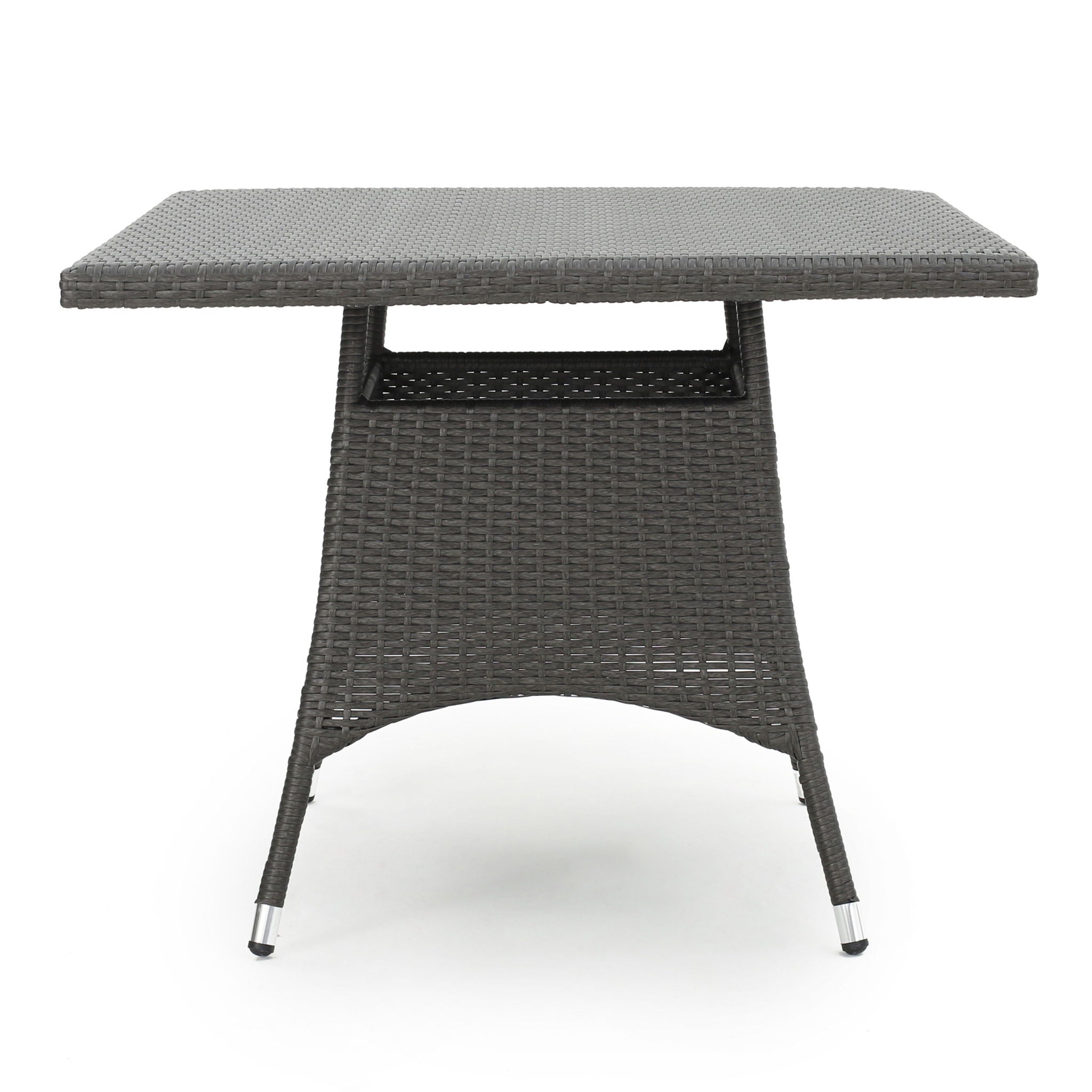 Outdoor Rattan Square Dining Table With 4 Legs - Gray