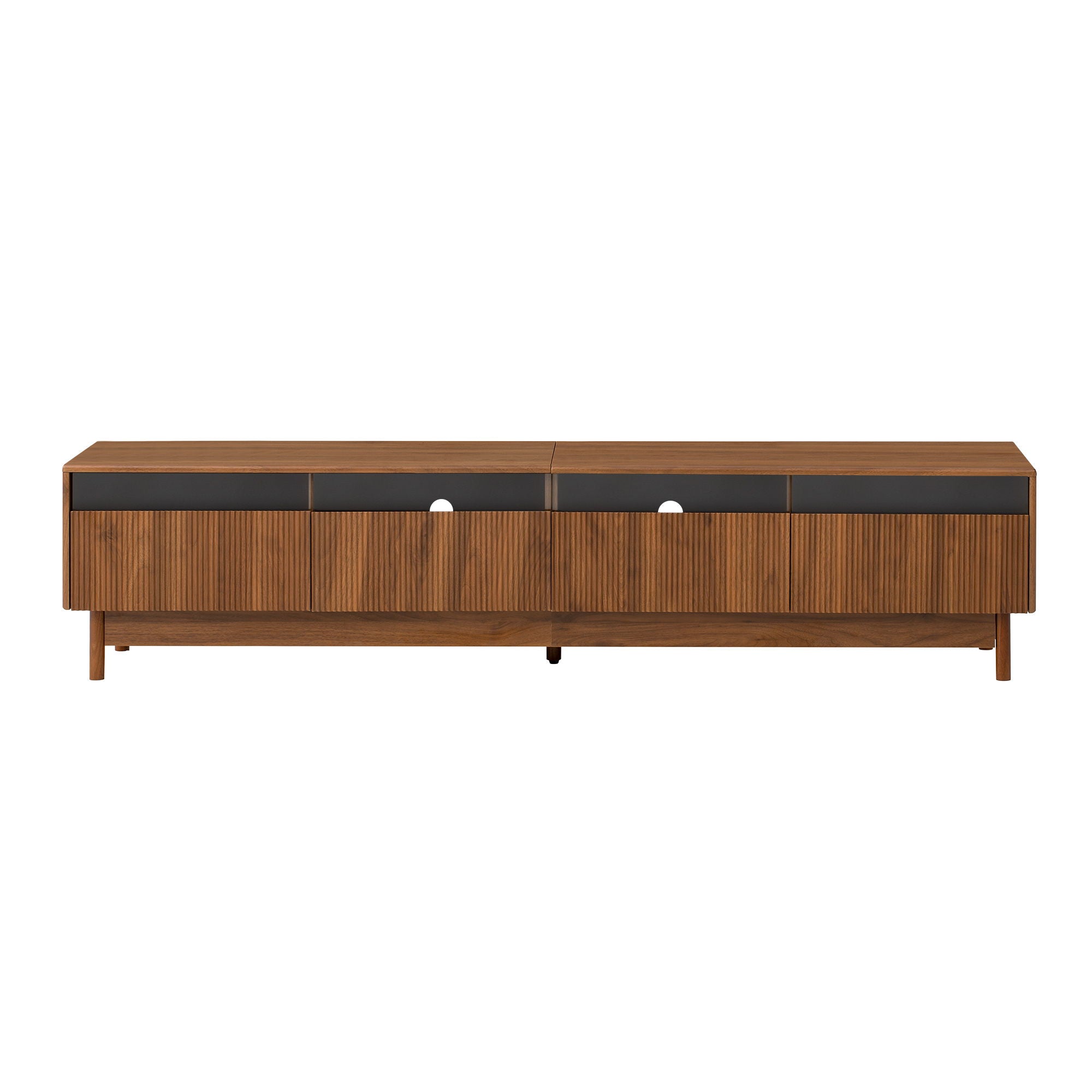 TV Stand, Entertainment Center With Fluted Drawers For Living Room - Walnut