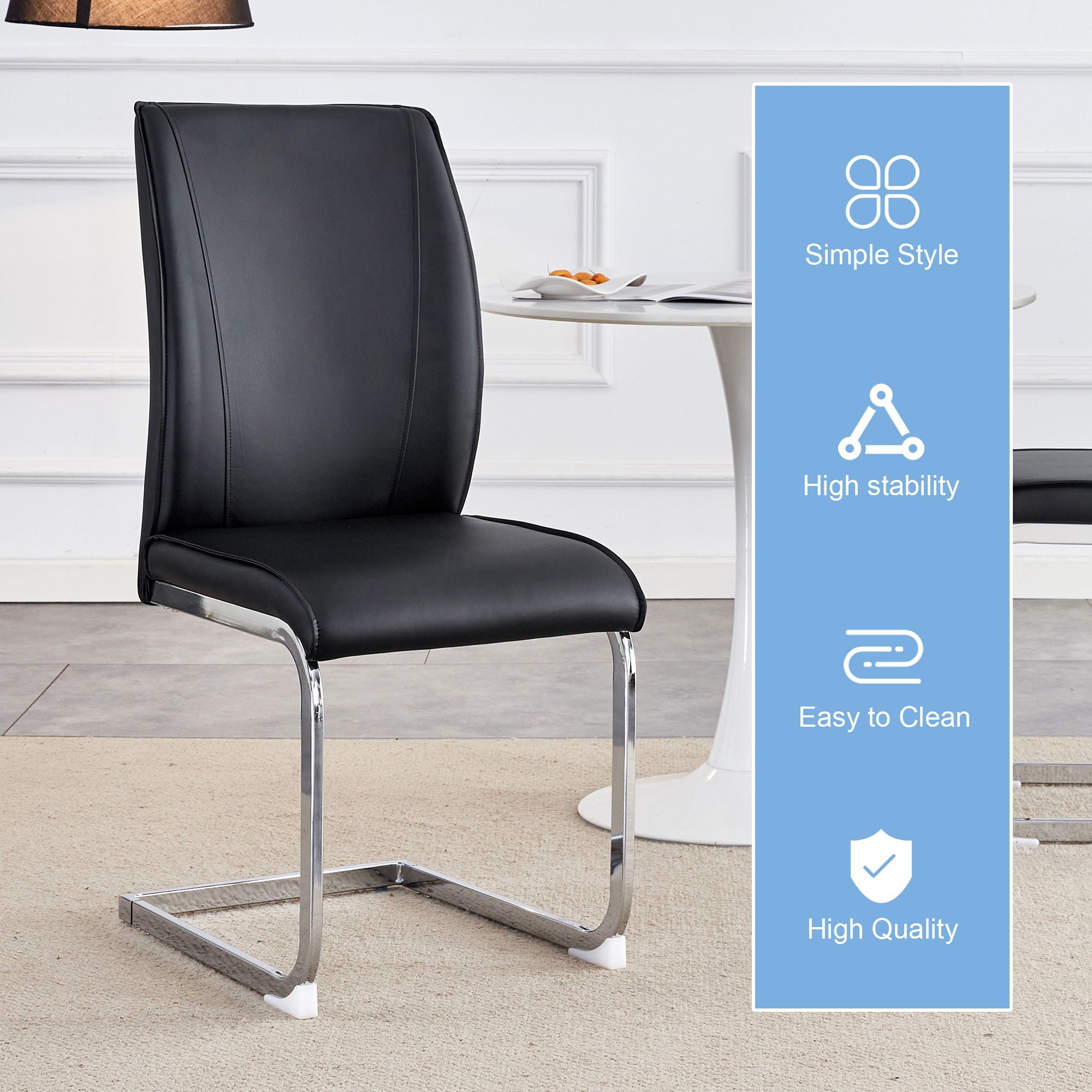 Luxury Simple Arch High Resilience Dining Chair With Arched Leg