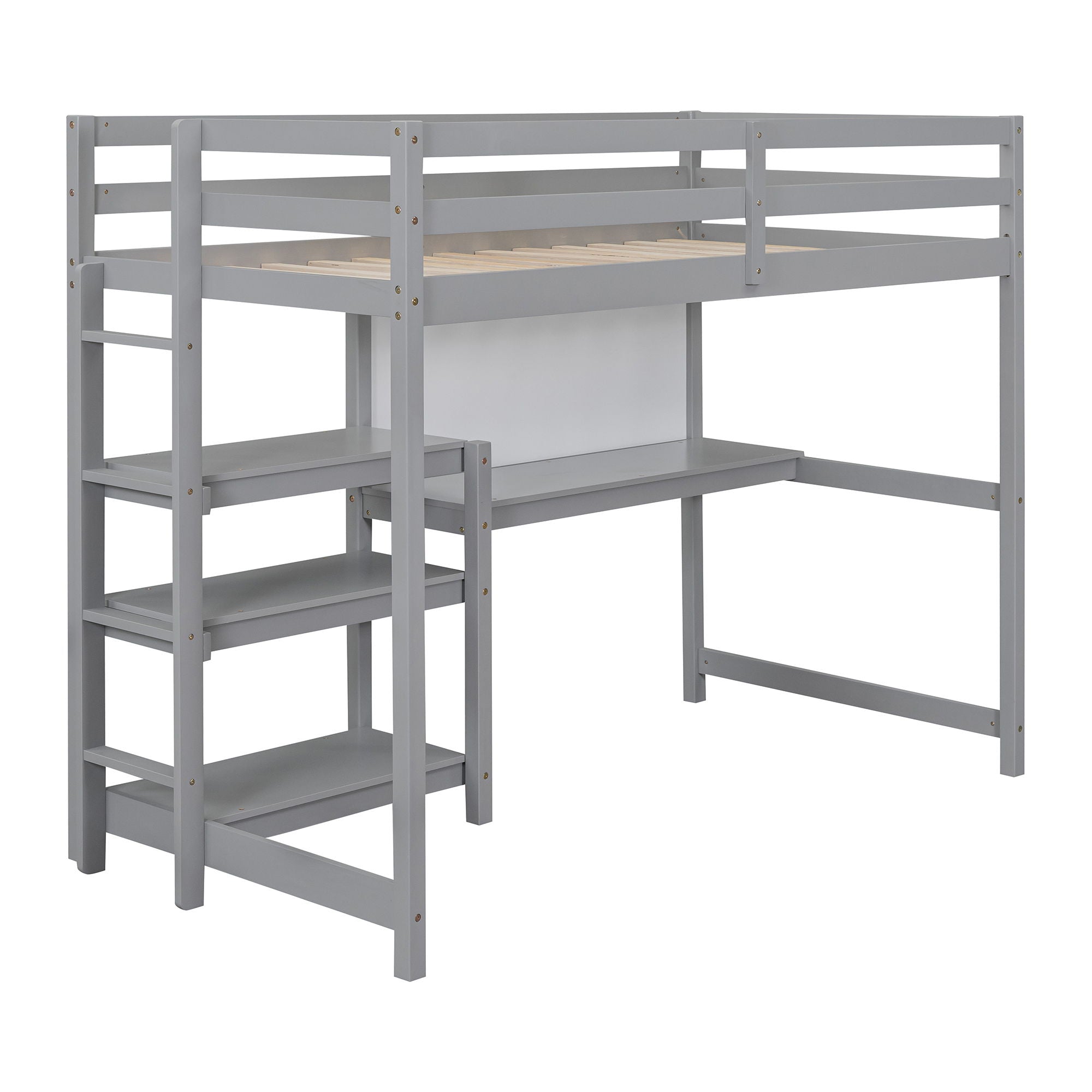 Loft Bed With Shelves, Desk And Writing Board