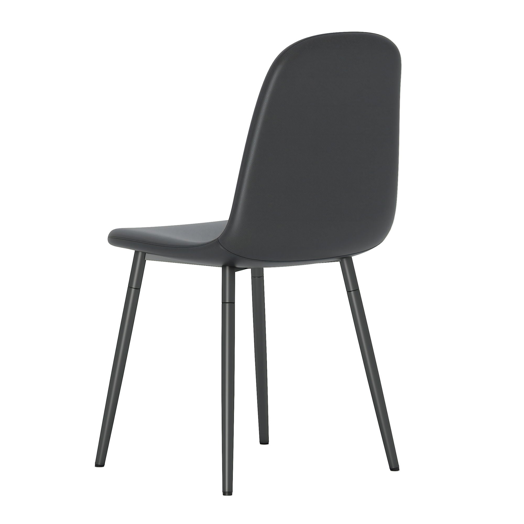 Modern Medieval Style Cushioned Side Chairs Set With Black Metal Legs For Kitchens