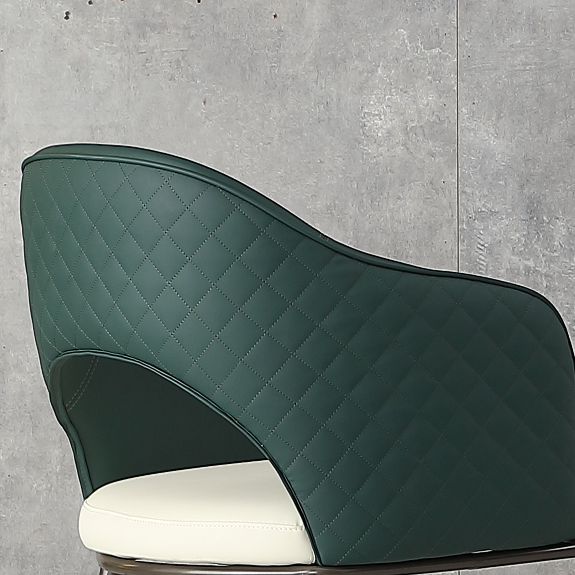 Dining Chairs, Modern Faux Leather Dining Metal Legs (Set of 2) - Green