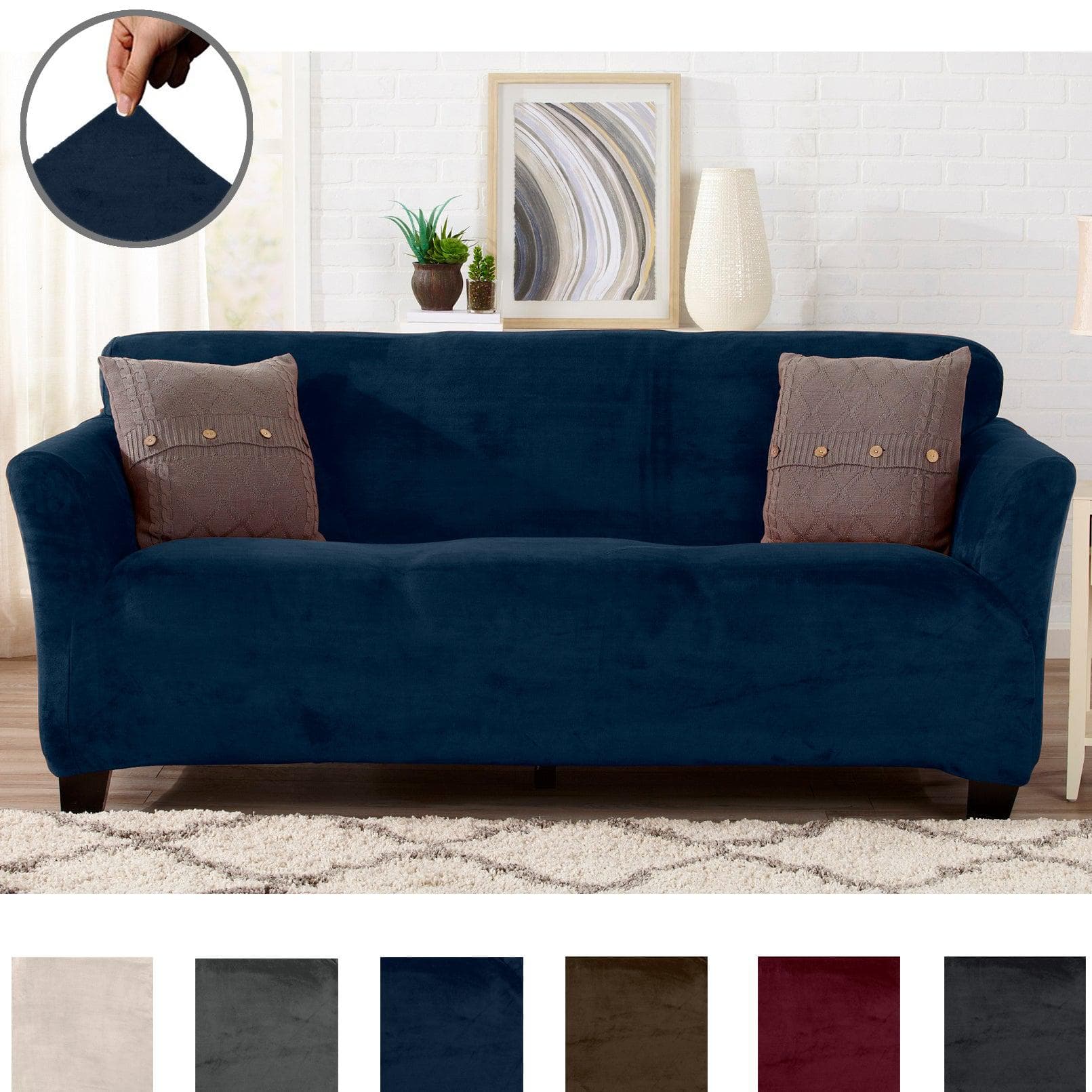 Velvet Stretch Slipcover - Gale Collection - Best Buy Furniture