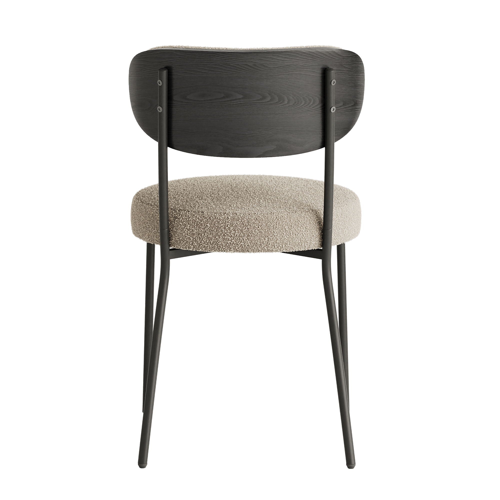 Boucle Modern Kitchen Dining Chair With Bentwood Back (Set of 2)