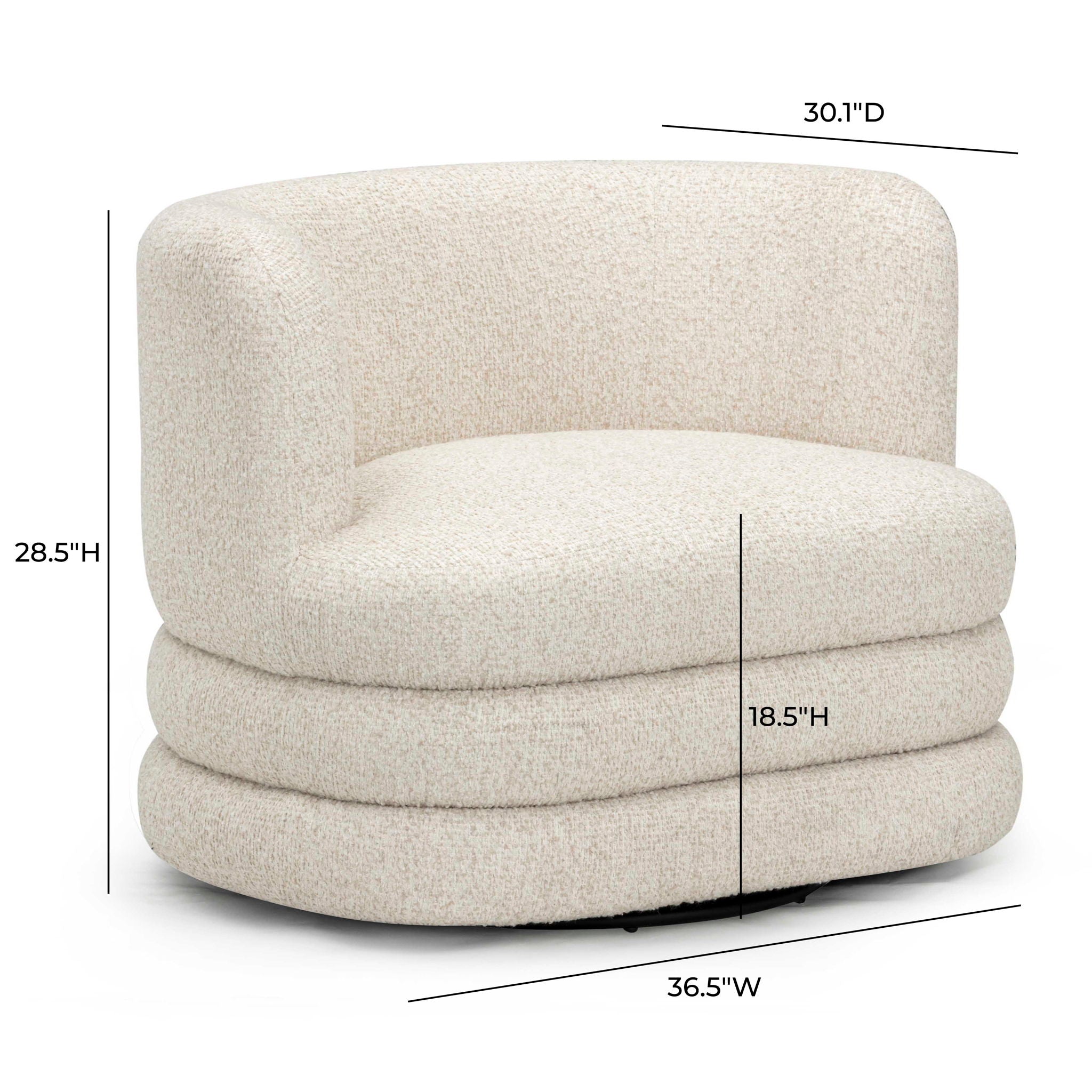 Astor - Heavy Boucle Swivel Hotel Lounge Chair - Cream
