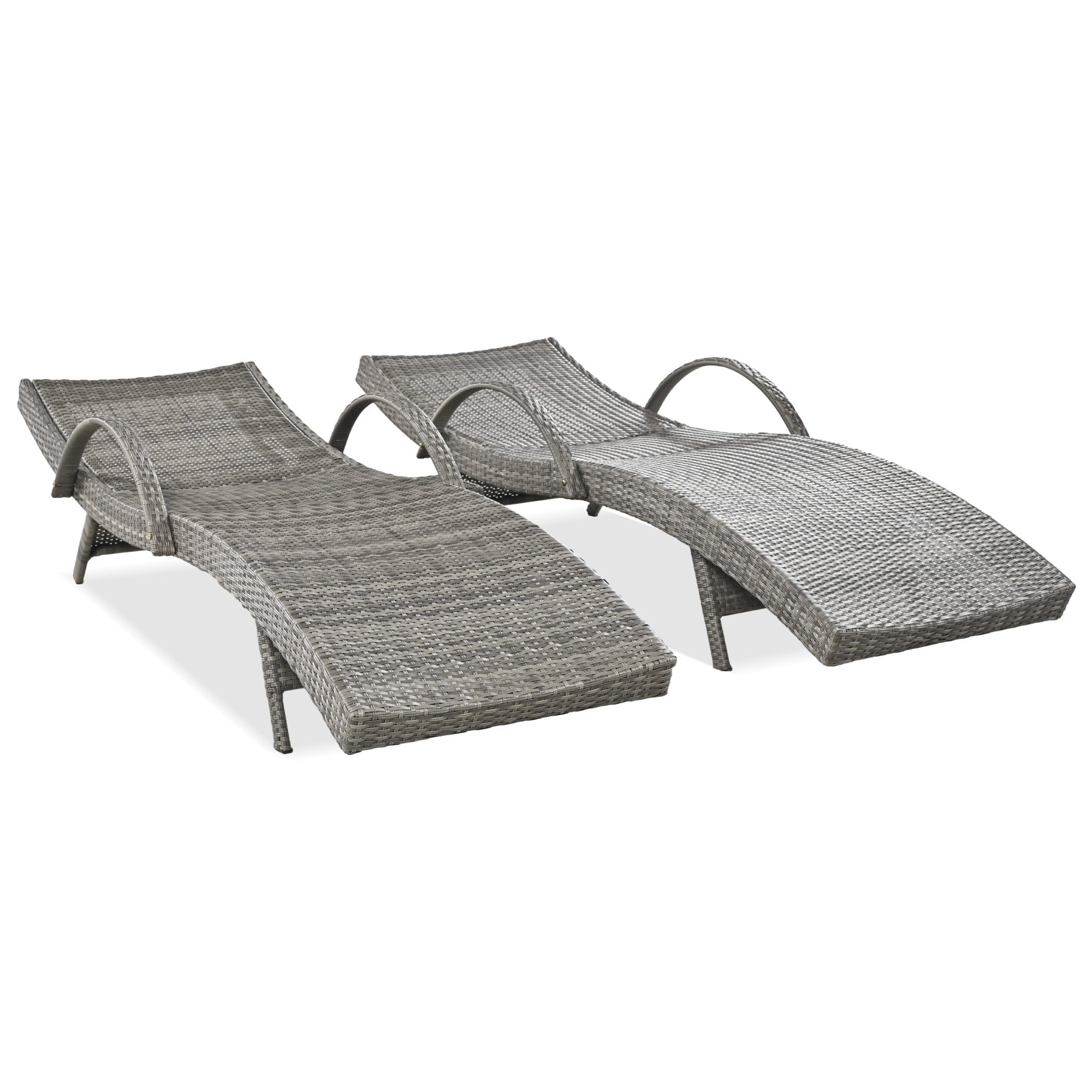 K&K 80" Outdoor Wicker Chaise Lounge Chairs Set of 2