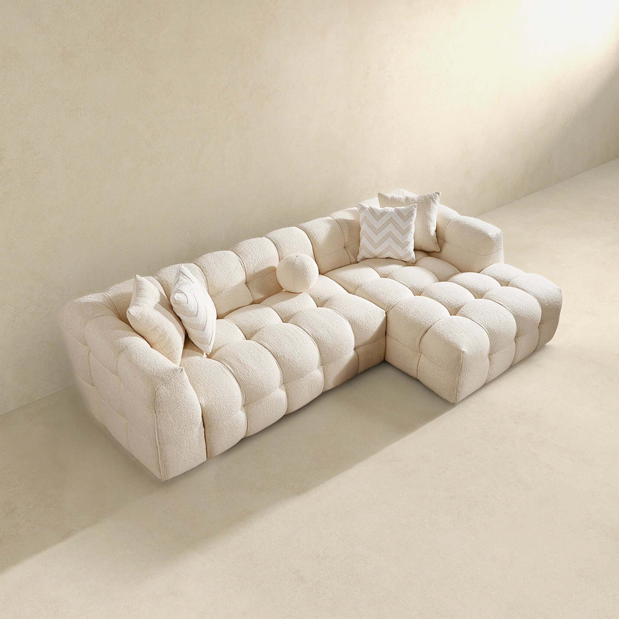 Alana - Tufted Right Sectional Sofa - Ivory
