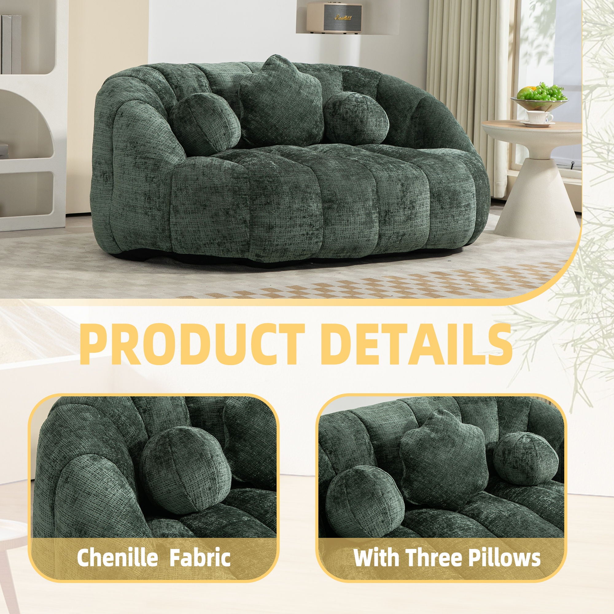 Bean Bag Lazy Sofa Durable Comfort Lounger High Back Bean Bag Chair Couch