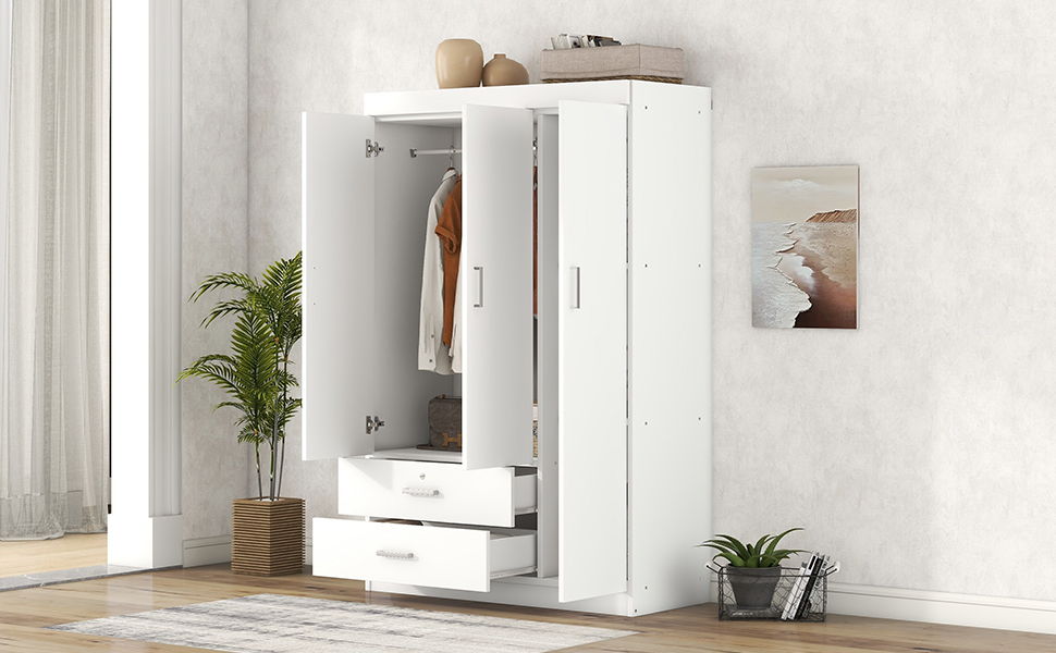 3 Door Wardrobe With 2 Drawers
