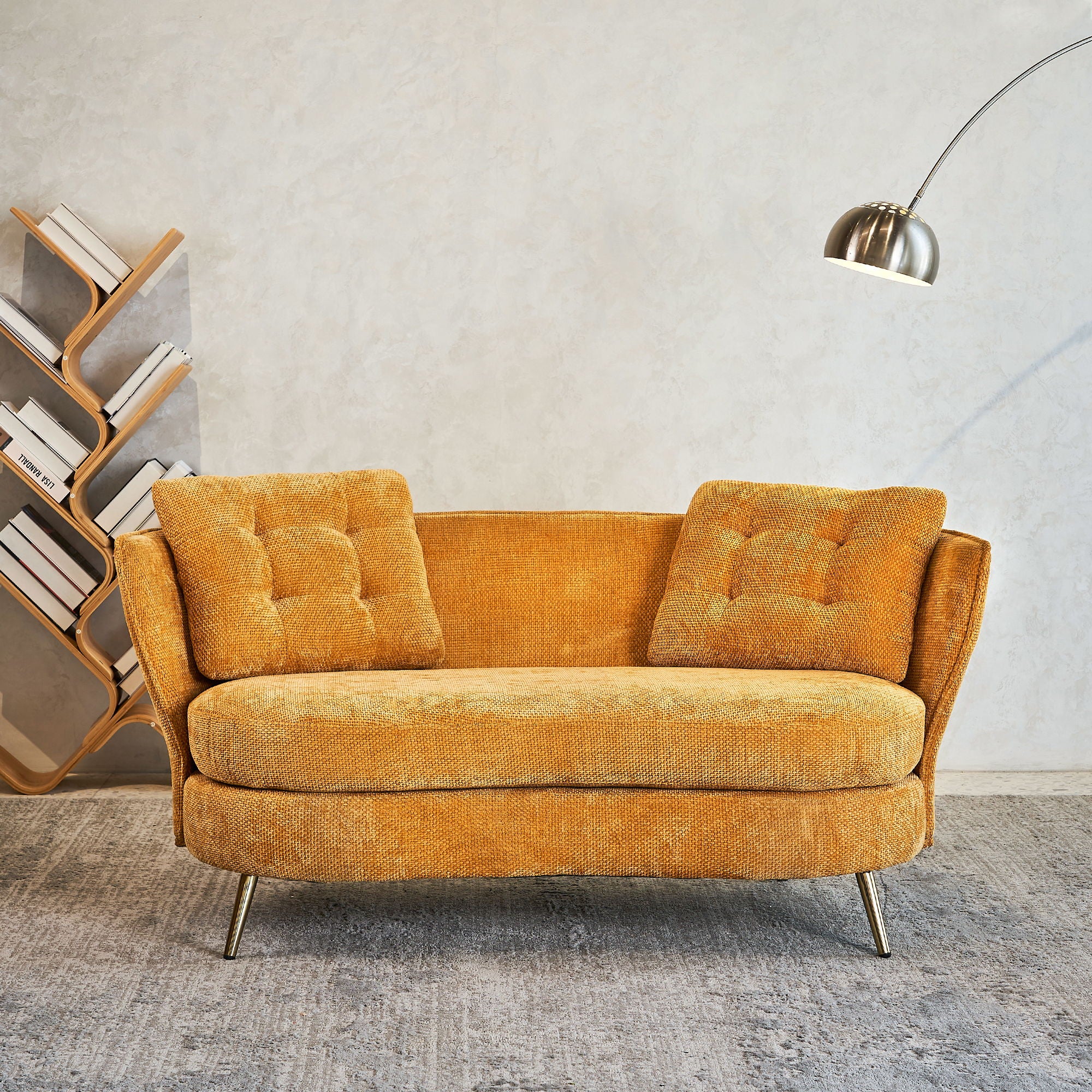 Loveseat Sofa, Upholstered Couch With Metal Legs