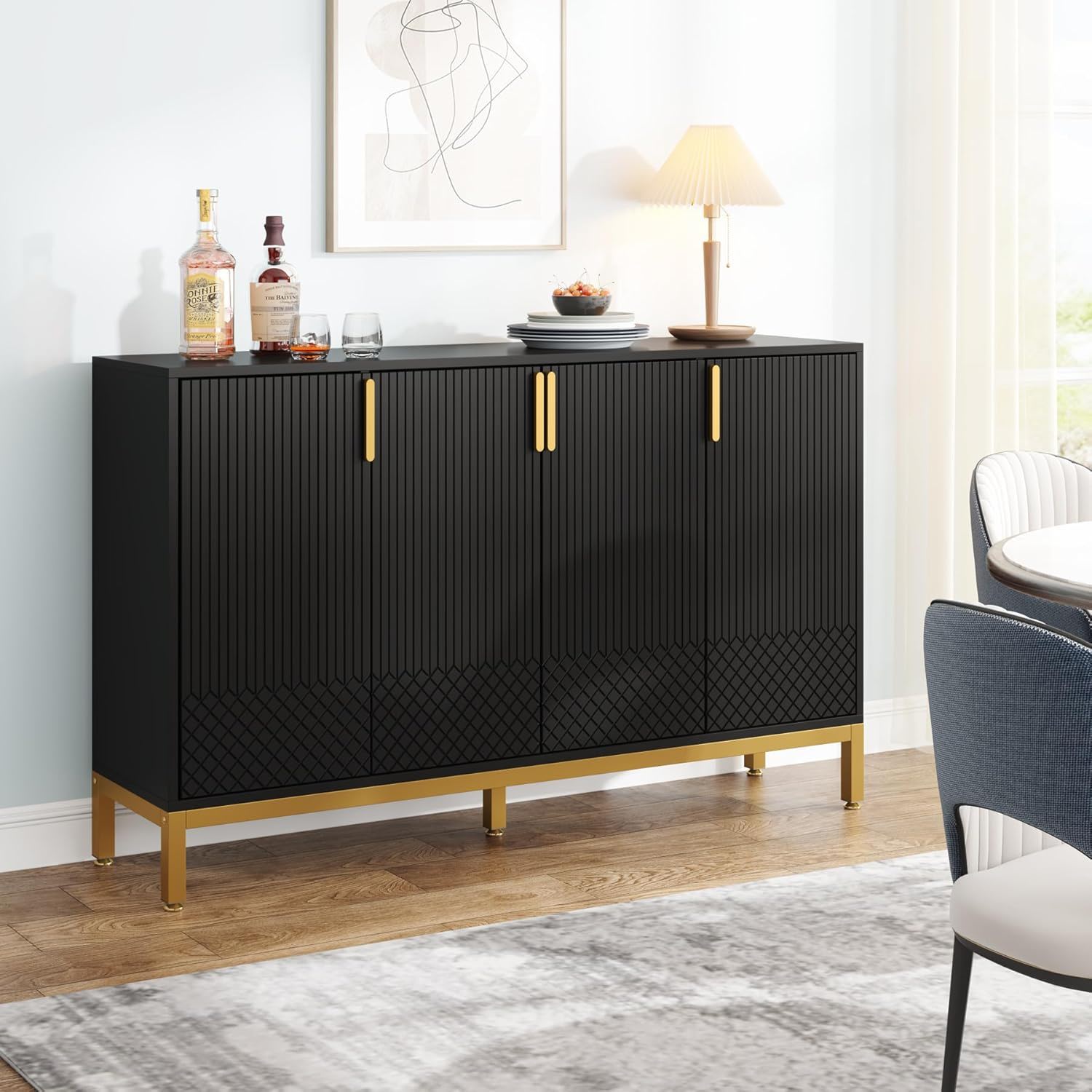 Buffet Sideboard Cabinet With Geometric Doors