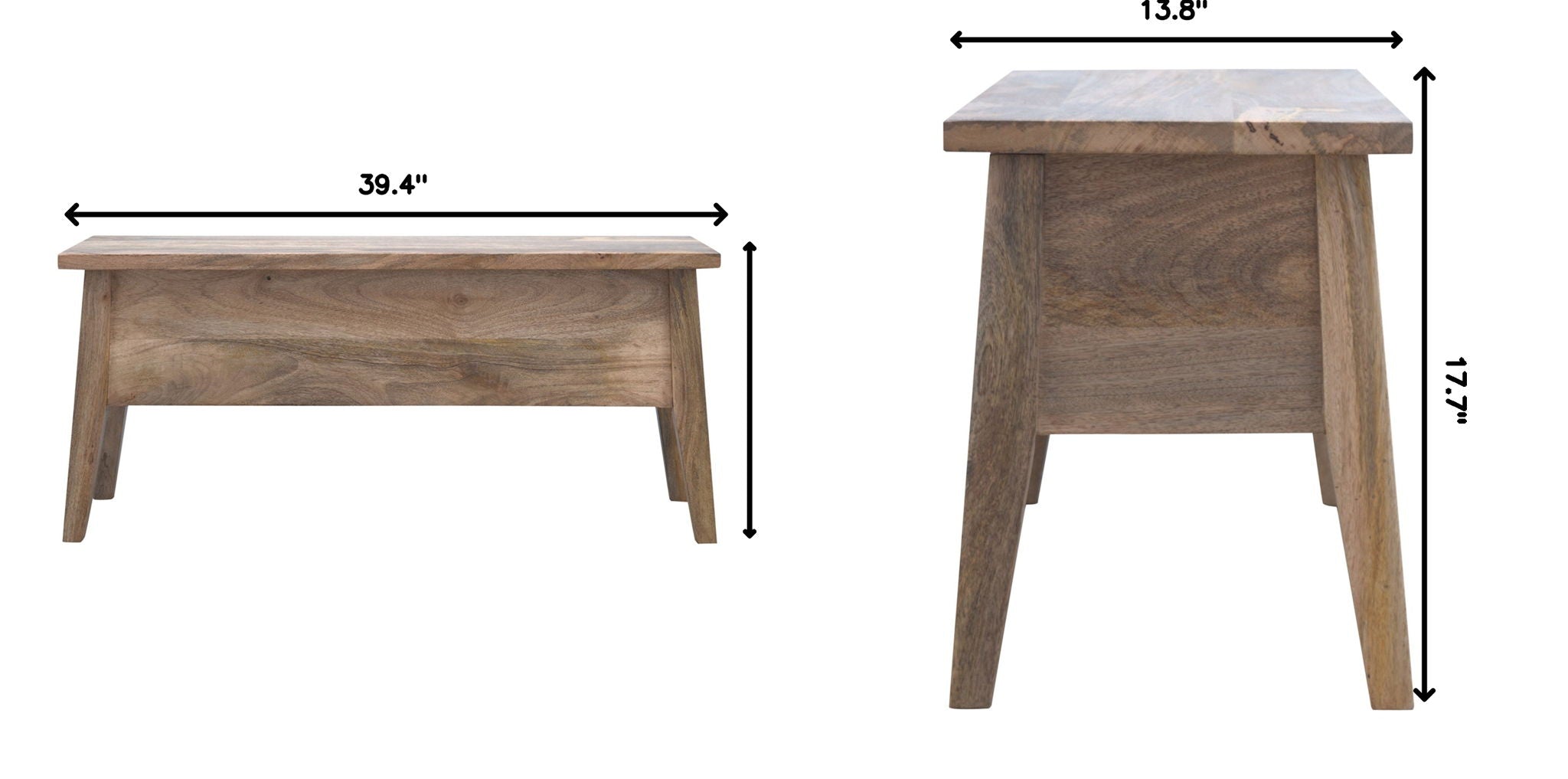 Lid Up Storage Bench - Oak