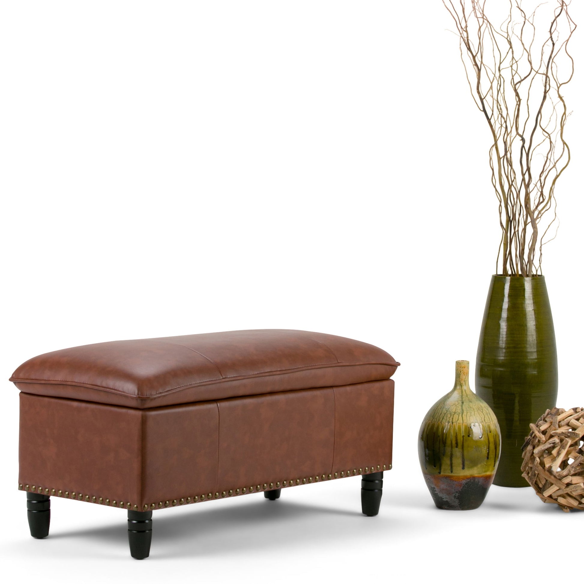 Emily - Storage Ottoman - Cognac - Best Buy Furniture