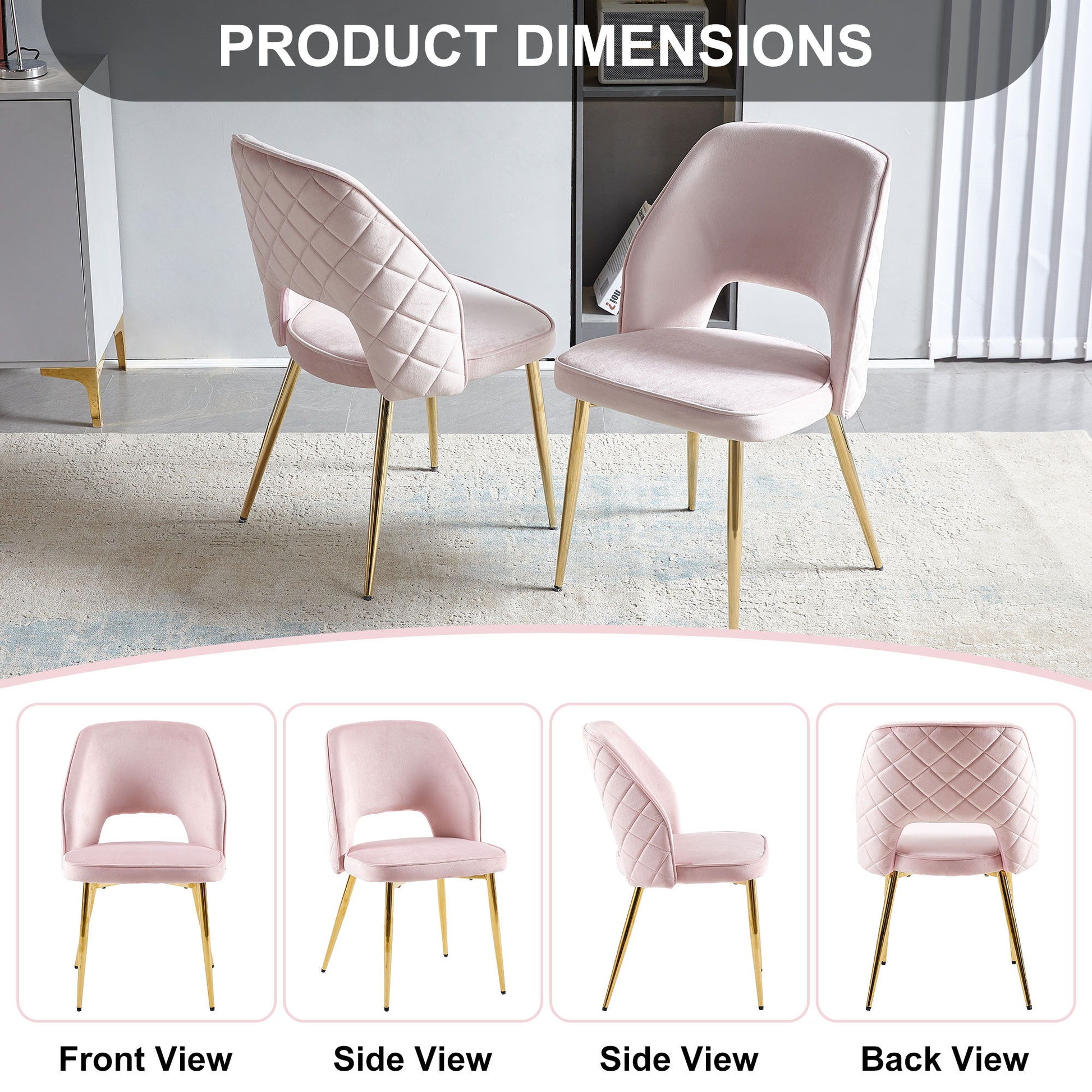 Velvet Dining Chairs With Metal Legs And Hollow Back Upholstered Dining Chairs - Best Buy Furniture