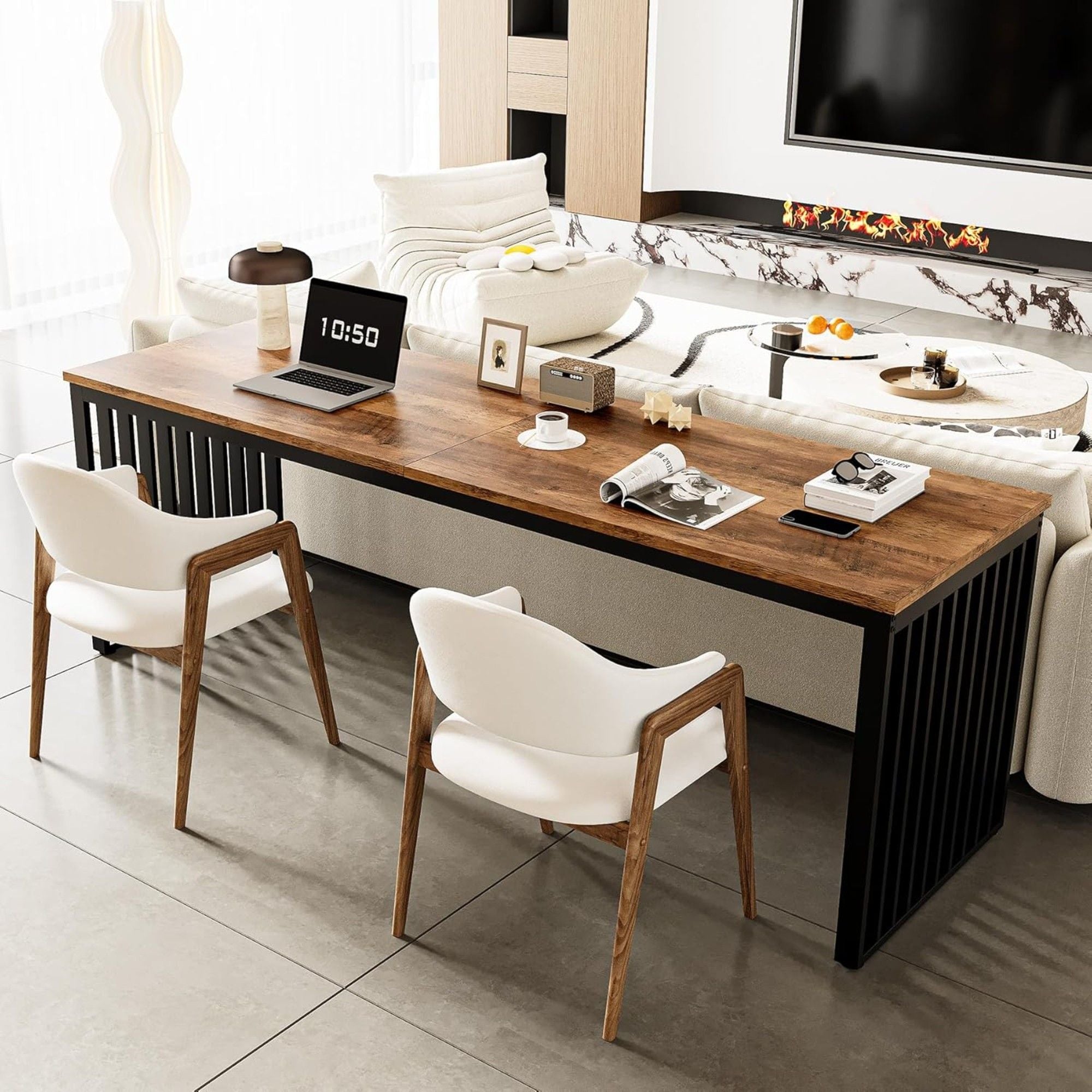 Double Computer Desk For 2 Person, Extra Long Workstation