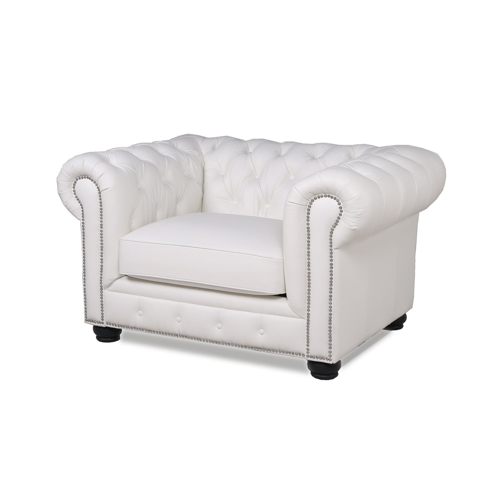 Traditional Tufted Leather Chesterfield Nailhead Chair - Best Buy Furniture