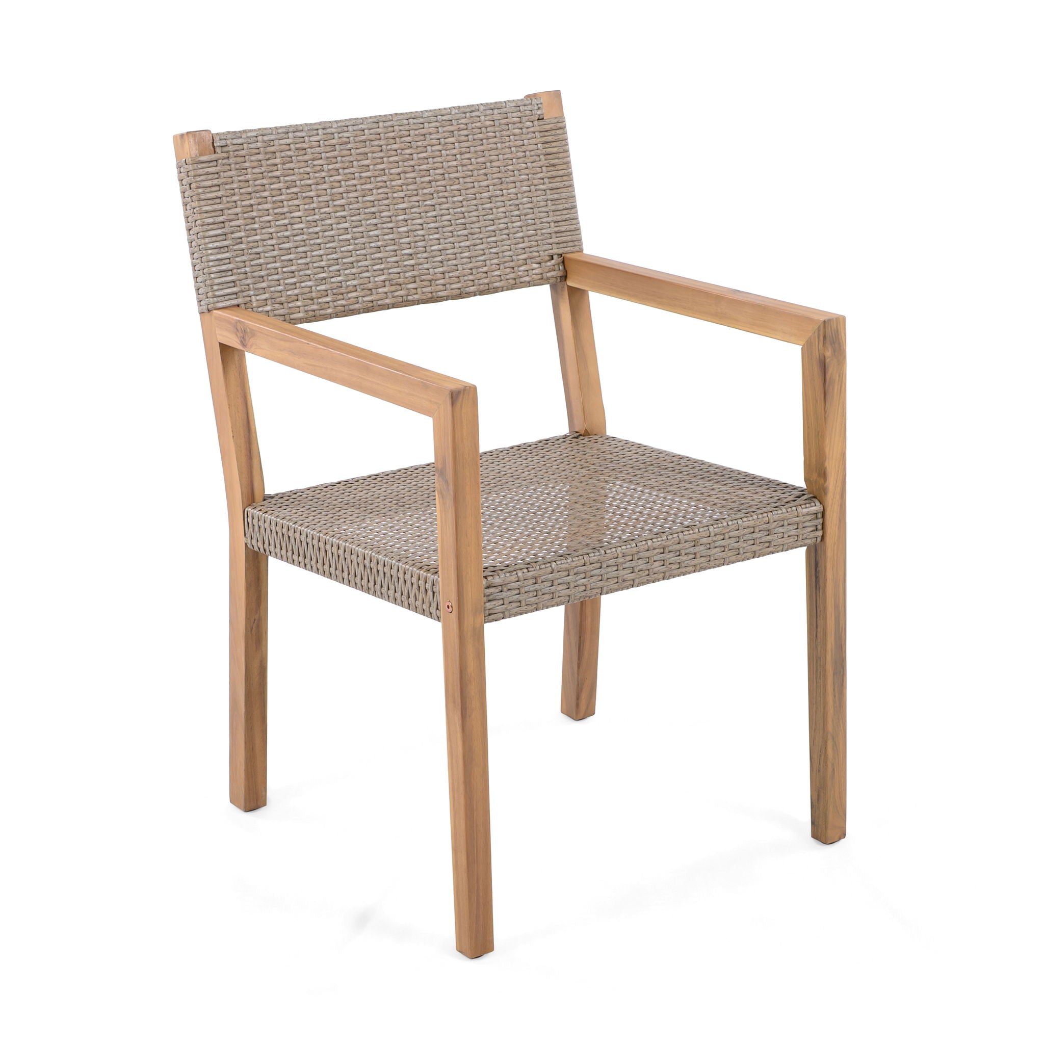 Outdoor Dining Chairs For Patios, Gardens (Set of 2) - Light Brown Multi / Light Teak