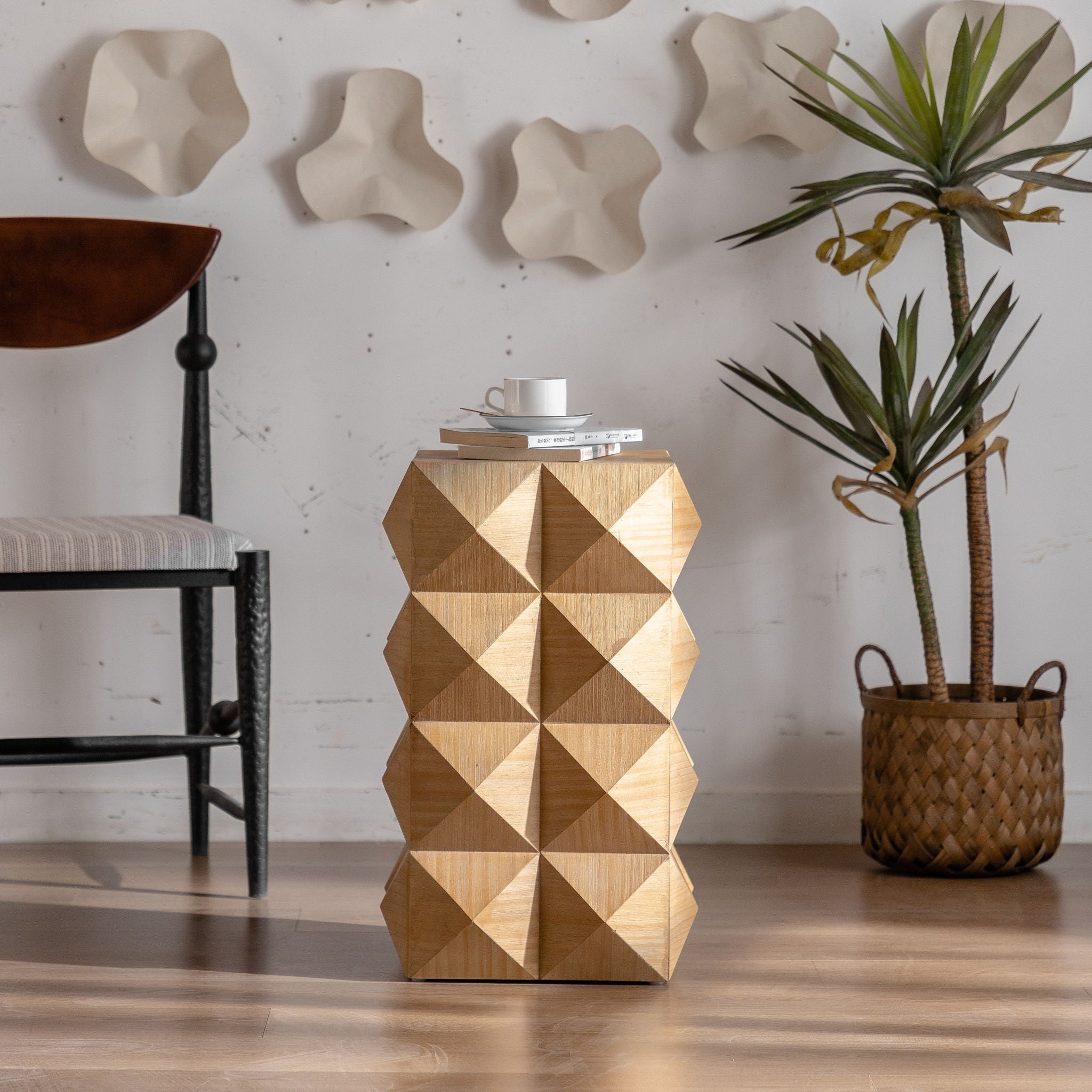 Side Table With 3D Embossed Pattern Design