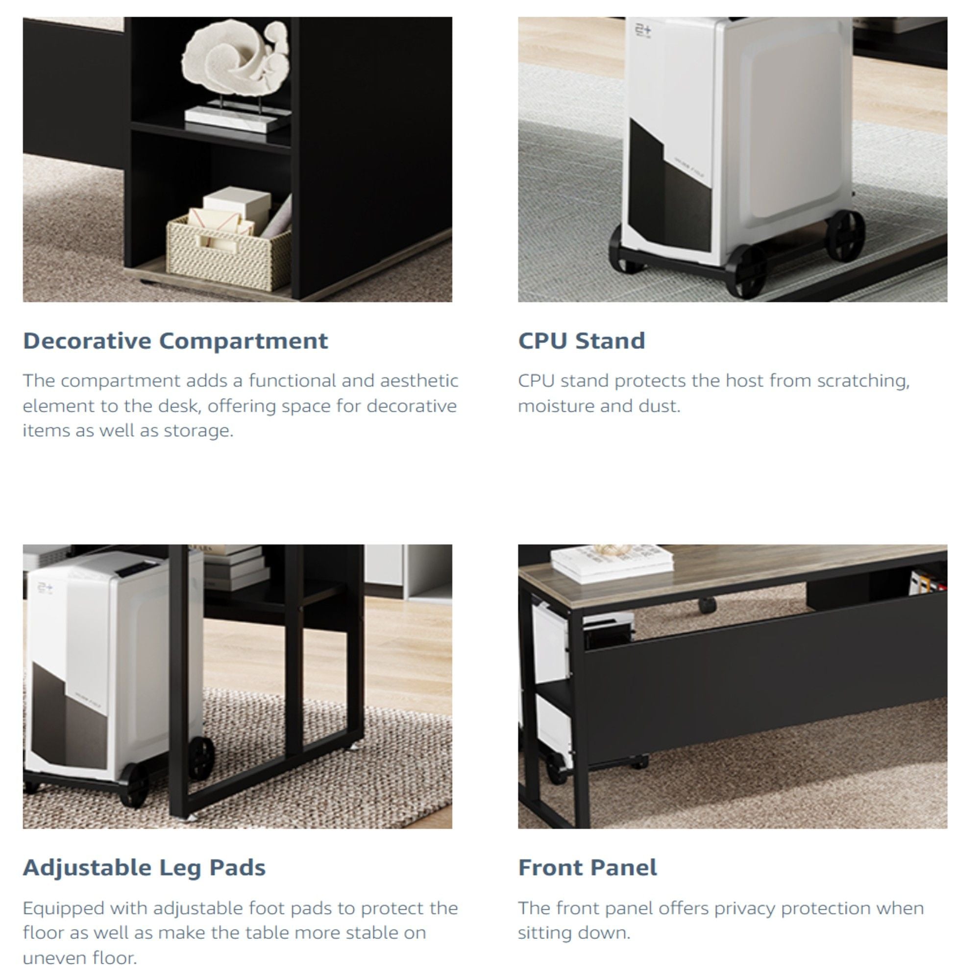 L-Shaped Executive Desk With Cabinet Storage