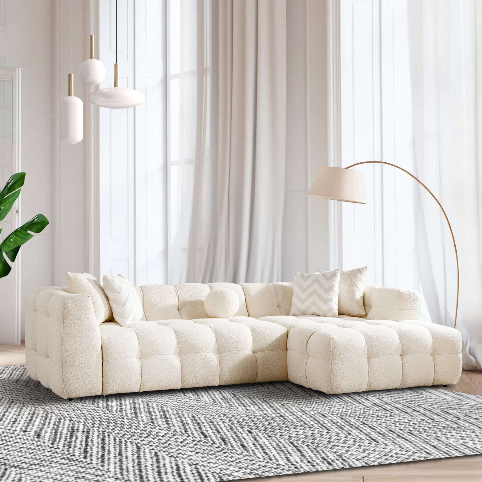Alana - Tufted Right Sectional Sofa - Ivory