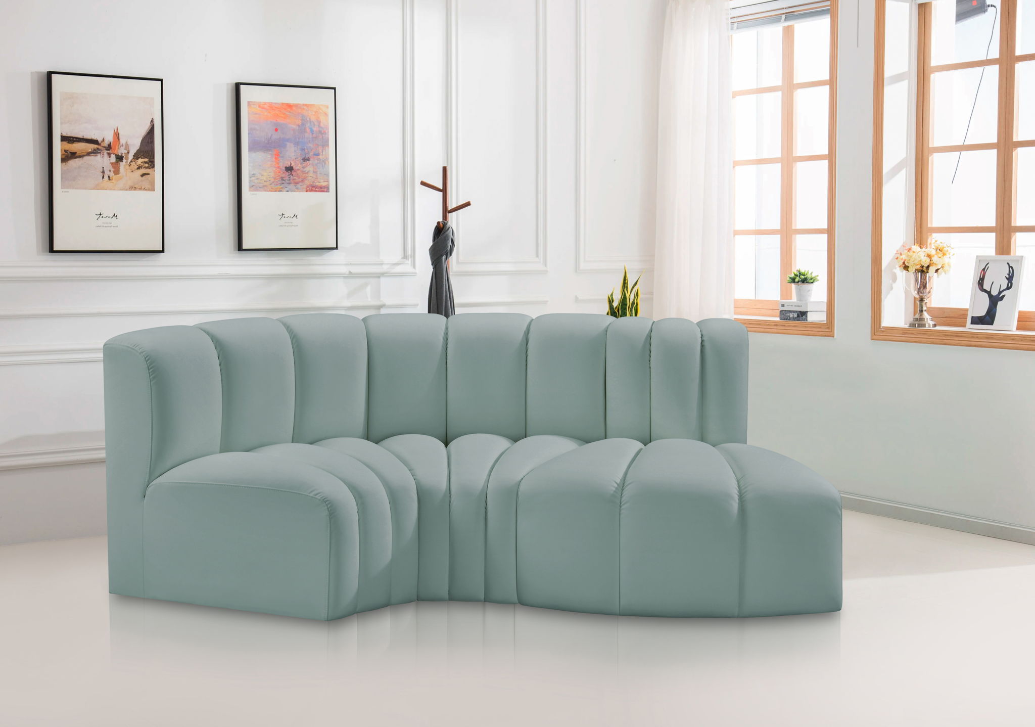 Arc - Faux Leather 3 Piece Modular L-Shaped Sofa
