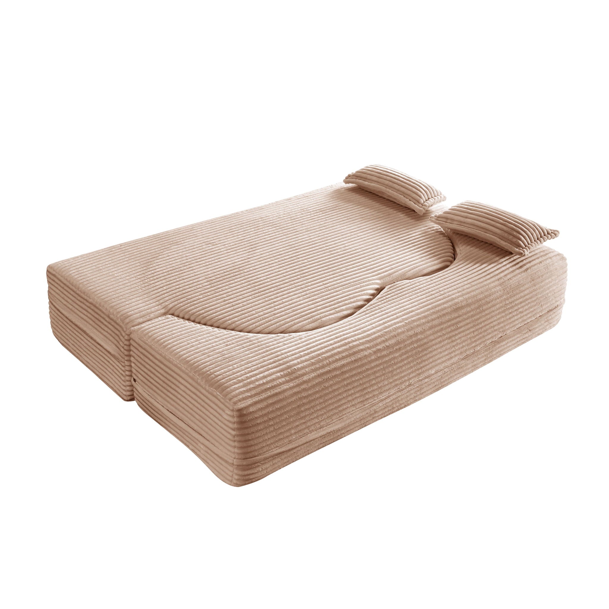 Floor Convertible Sleeper Sofa Bed With 2 Pillows
