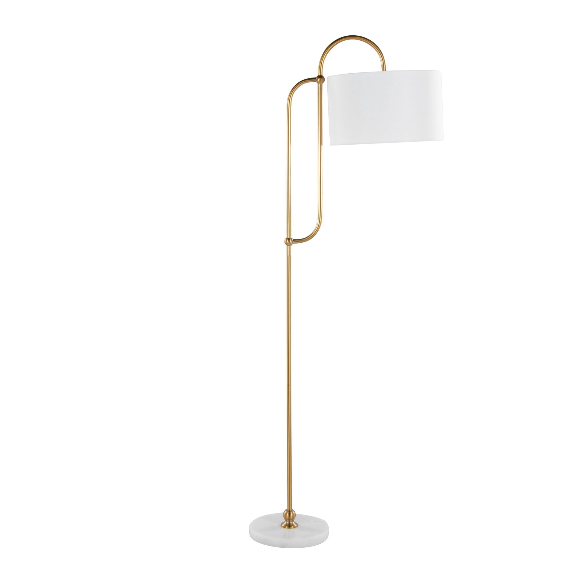 Leslie - Glam / Art Deco Floor Lamp - Gold / White - Best Buy Furniture
