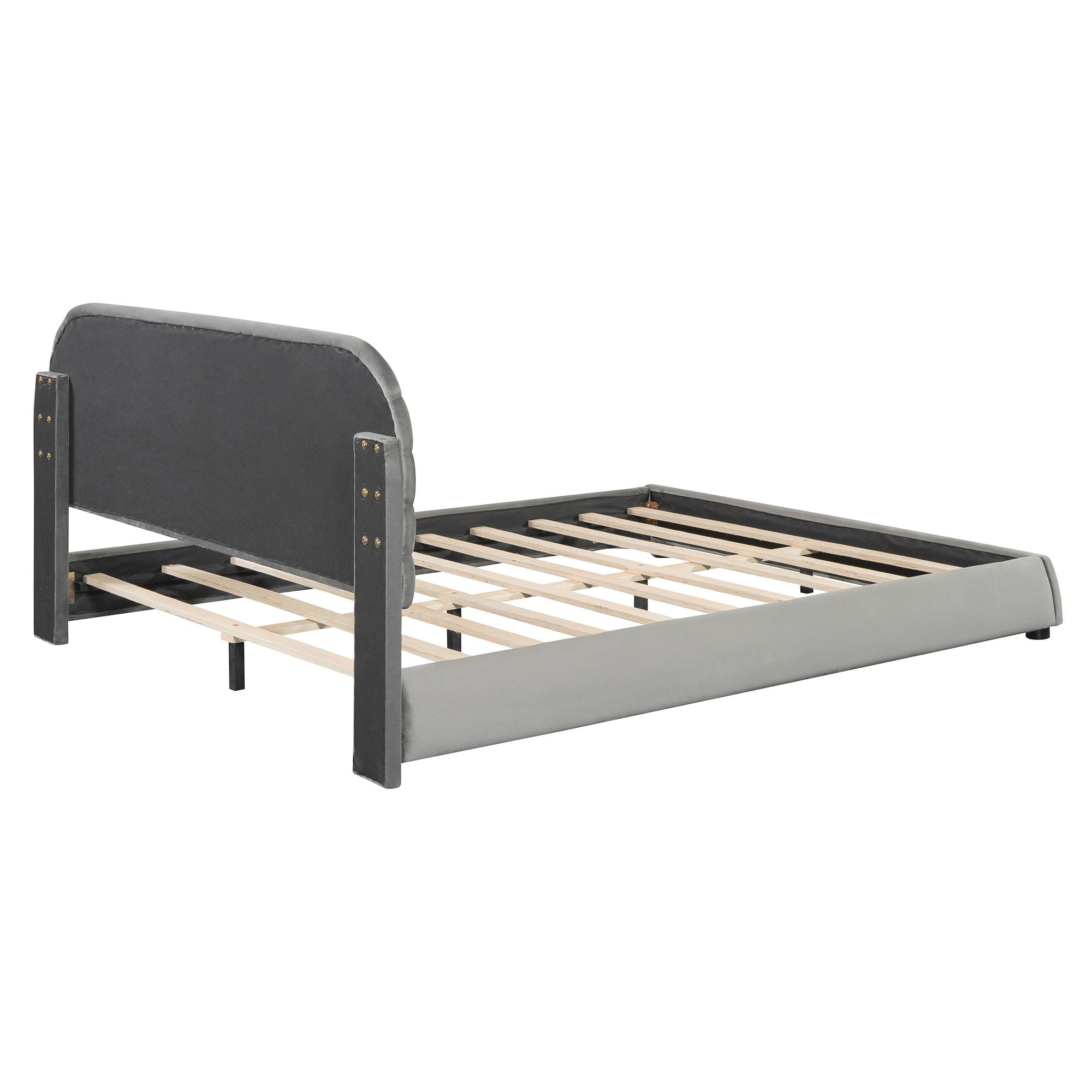 Upholstered Platform Bed Frame And Stylish Curve Shaped Design