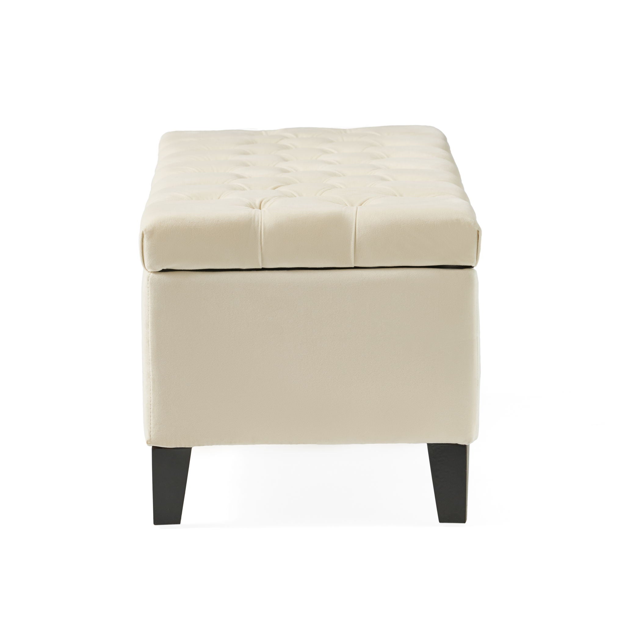 Button Tufted Diamond Stitch Storage Ottoman - Beige