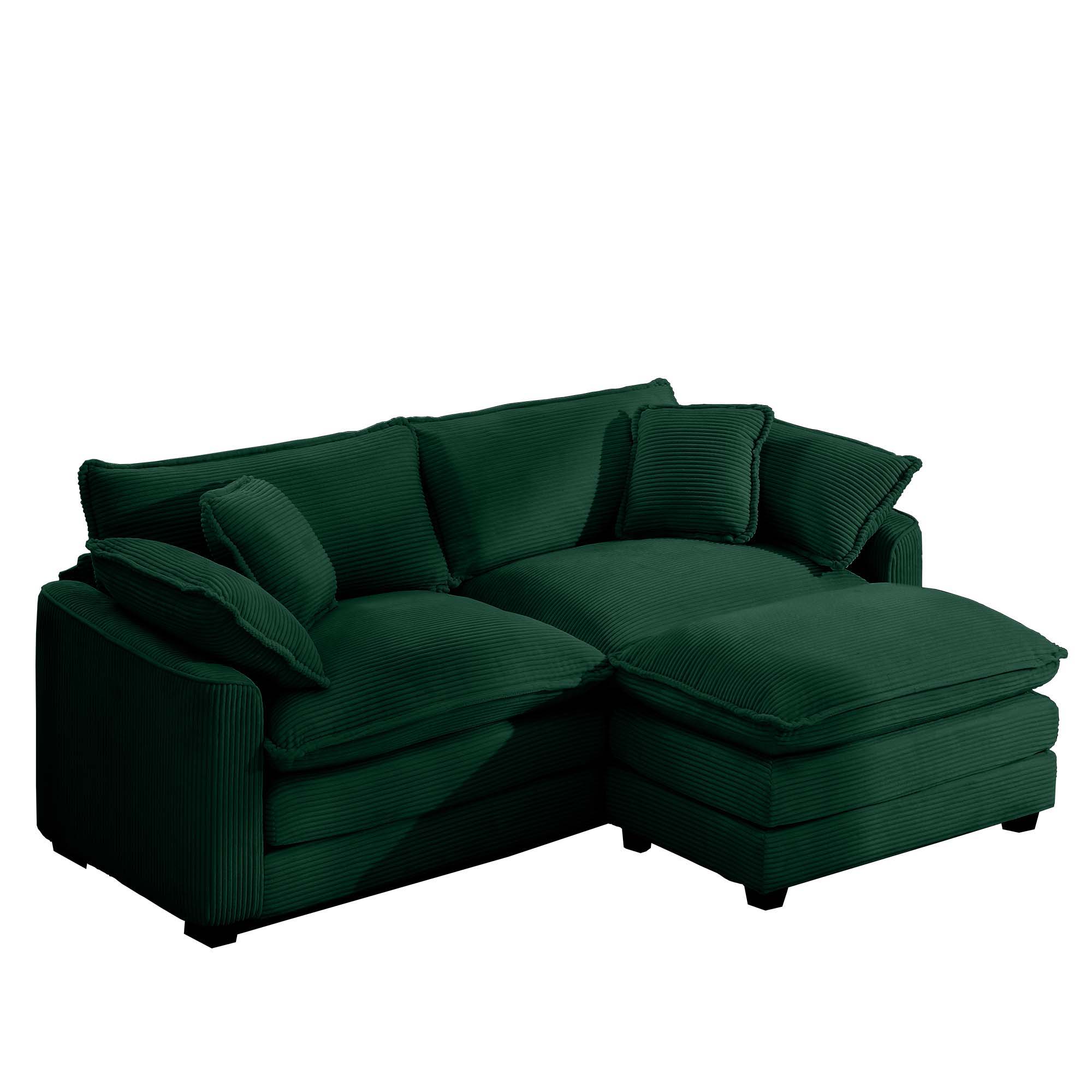 Modern Oversized Modular Cushion Sofa With Ottoman, Low Back, Deep Seating Sofa Set
