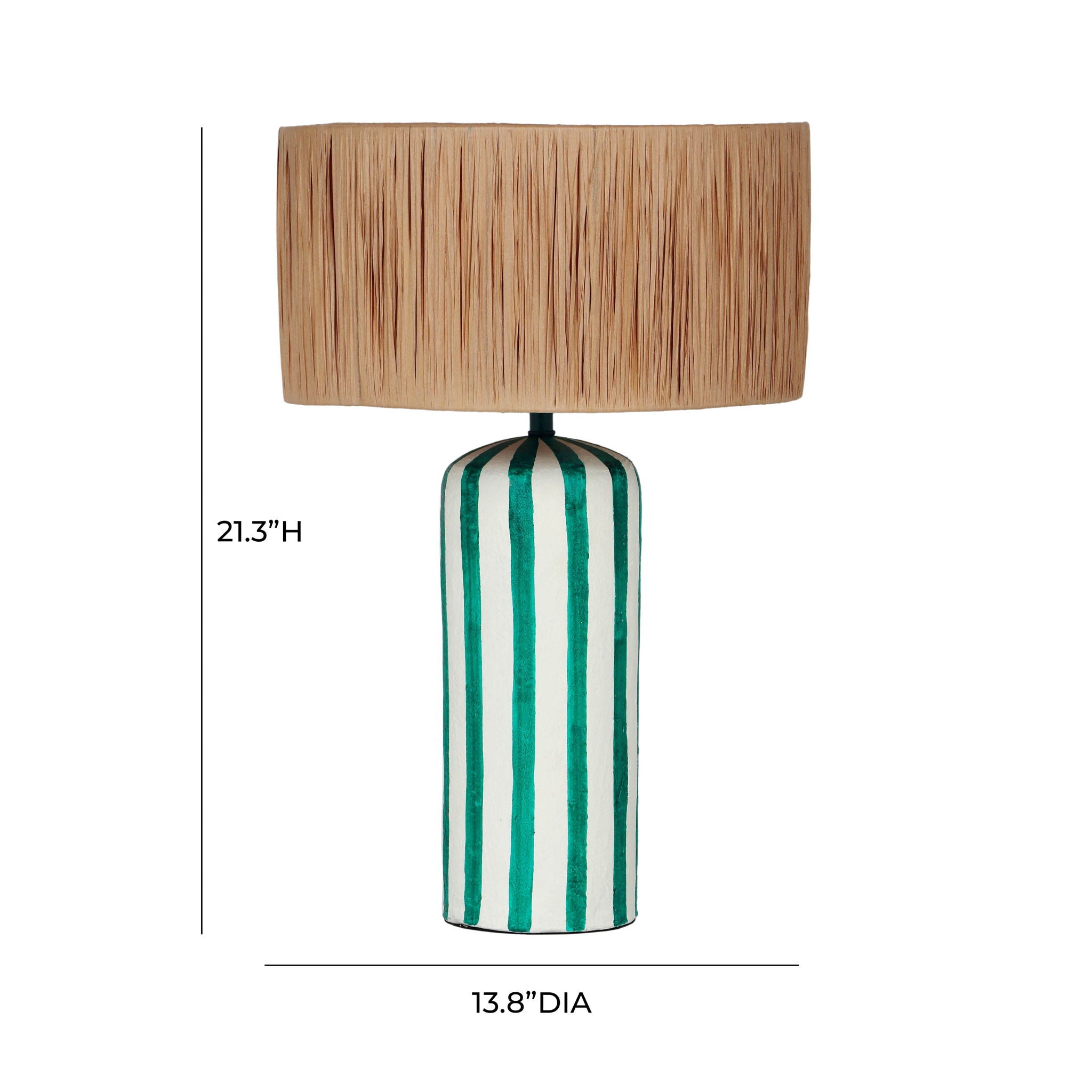 Ravello - Striped Papier Mache Table Lamp - Green