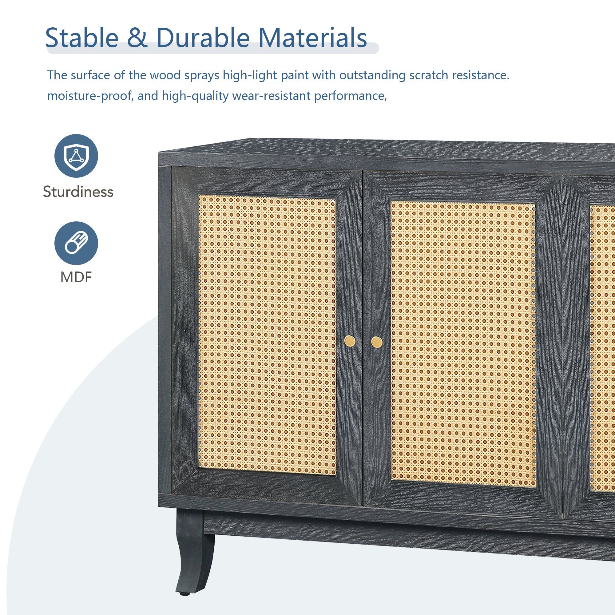 Opal Handcrafted Rattan-Door Wooden Sideboard