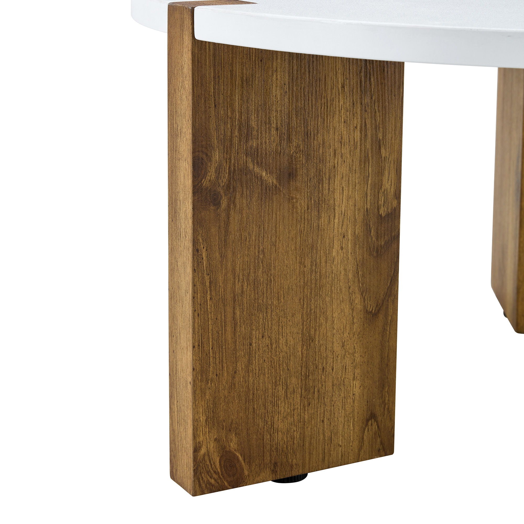Minimalist Circular Coffee Table With Embedded Leg Design - White / Wood