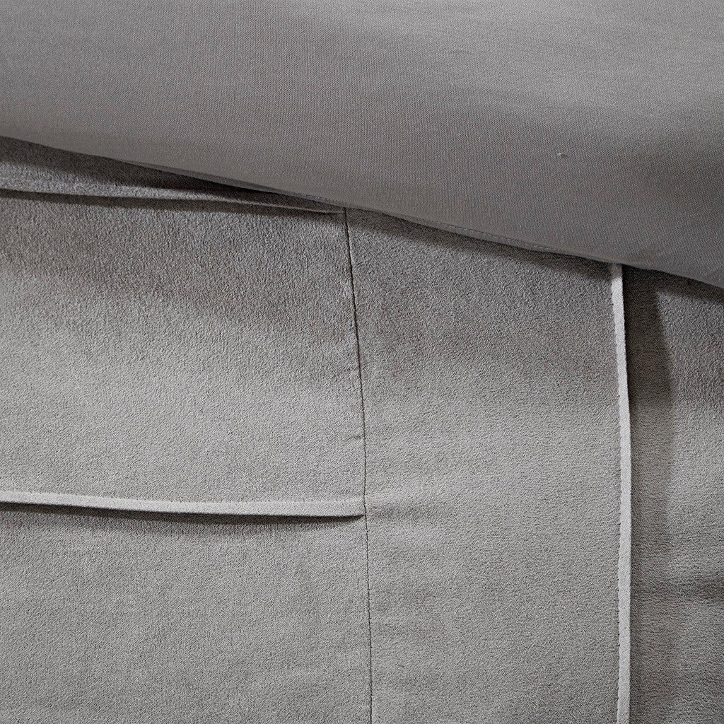 7 Piece Faux Suede Comforter Set Grey Queen