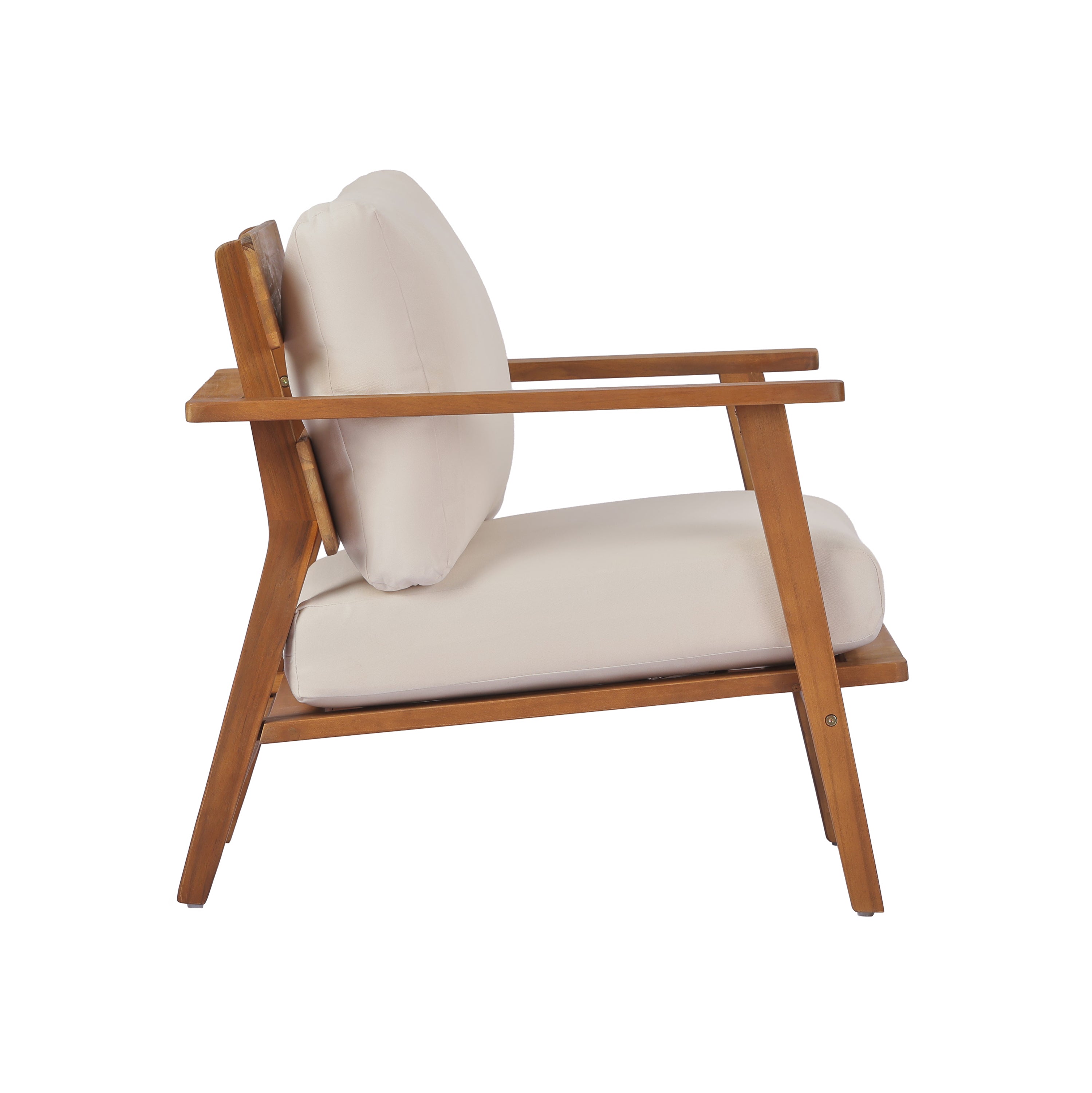 29.5' Mid-Century Modern Acacia Wood Outdoor Club Chair