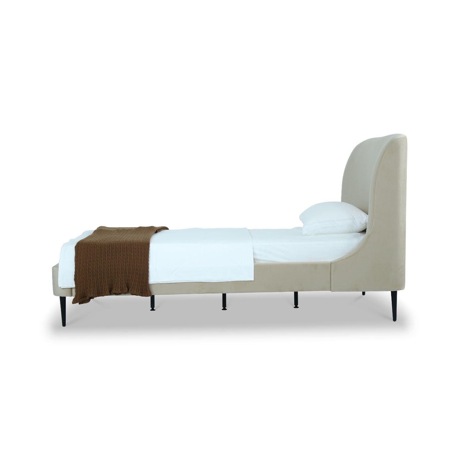 Heather - Upholstered Bed With Curved Headboard