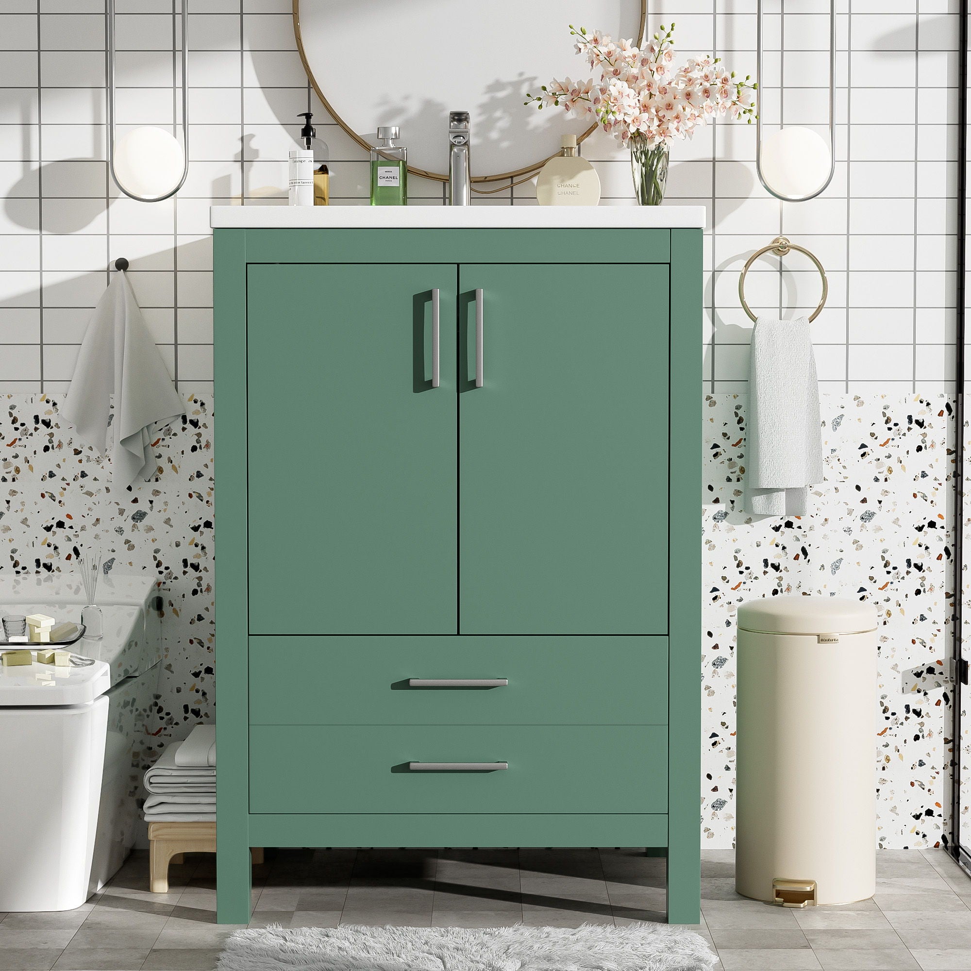 Bathroom Vanity With Sink Combo, Freestanding Storage Cabinet, Soft Closing Doors