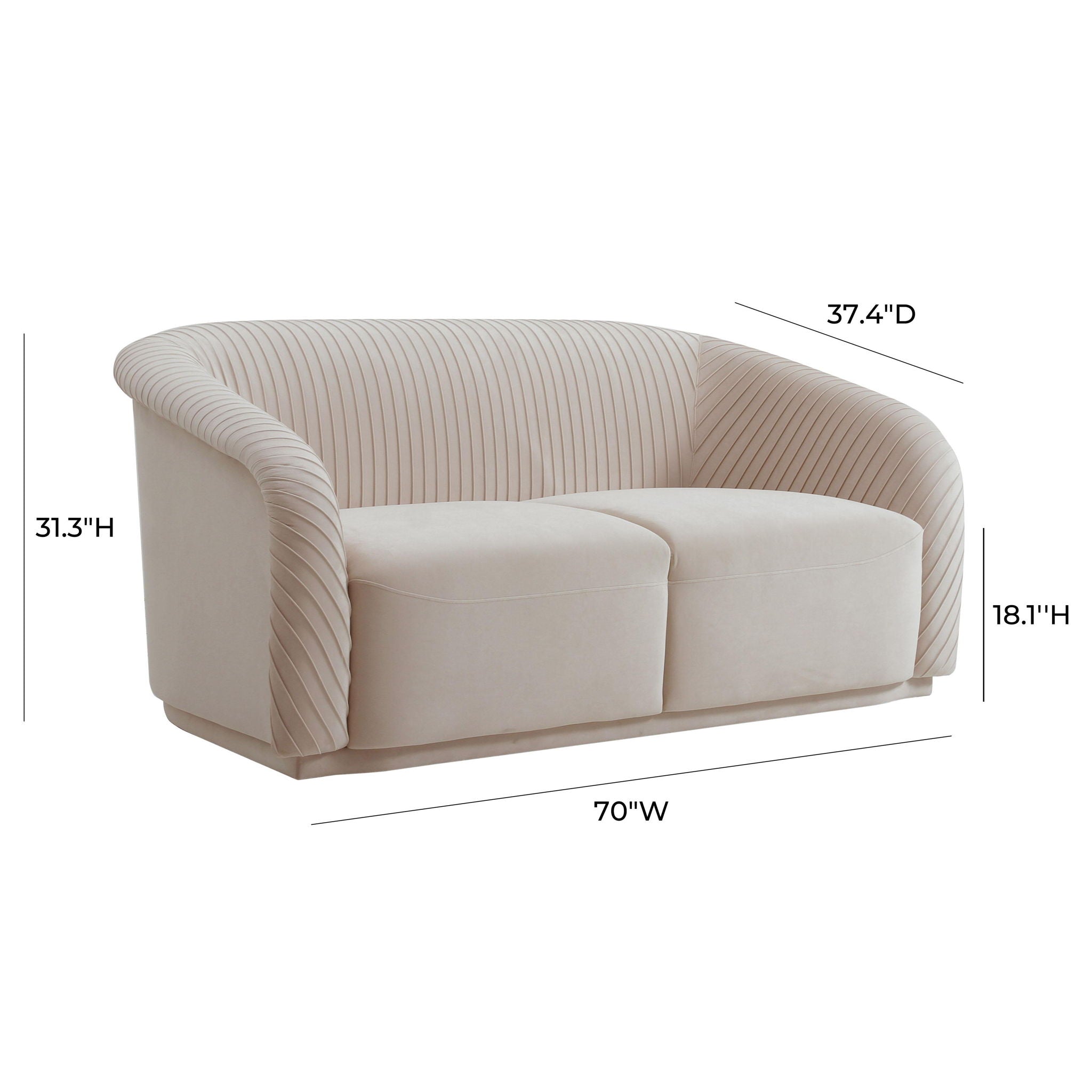 Yara - Pleated Velvet Loveseat