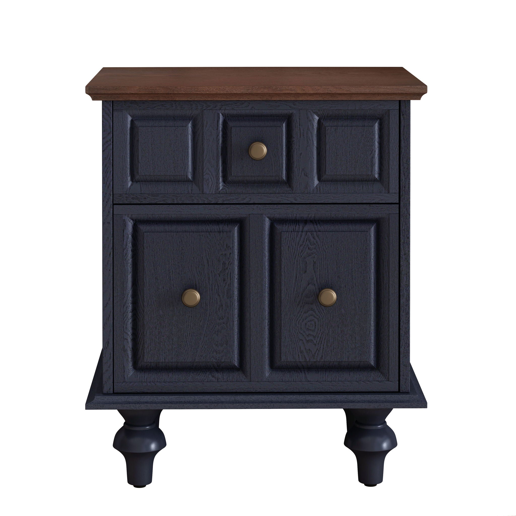 Vintage Nightstand With 2 Drawers And Roman Column Legs