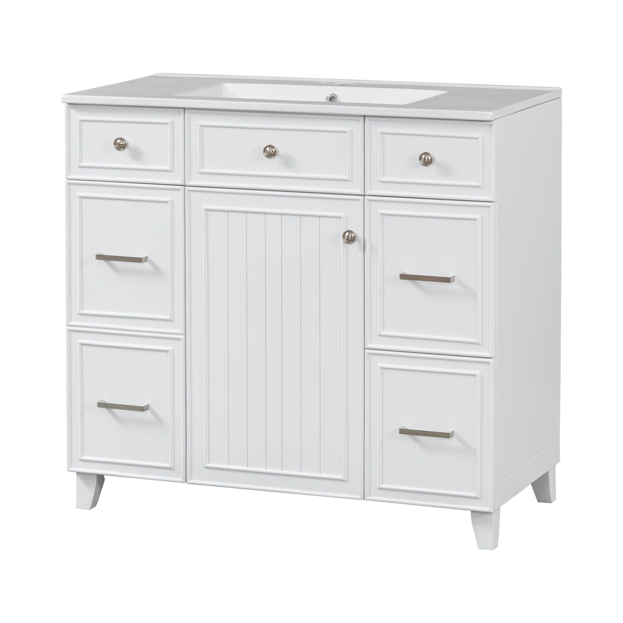 Bathroom Vanity With Ceramic Sink, Soft Close Doors, Adjustable Shelves