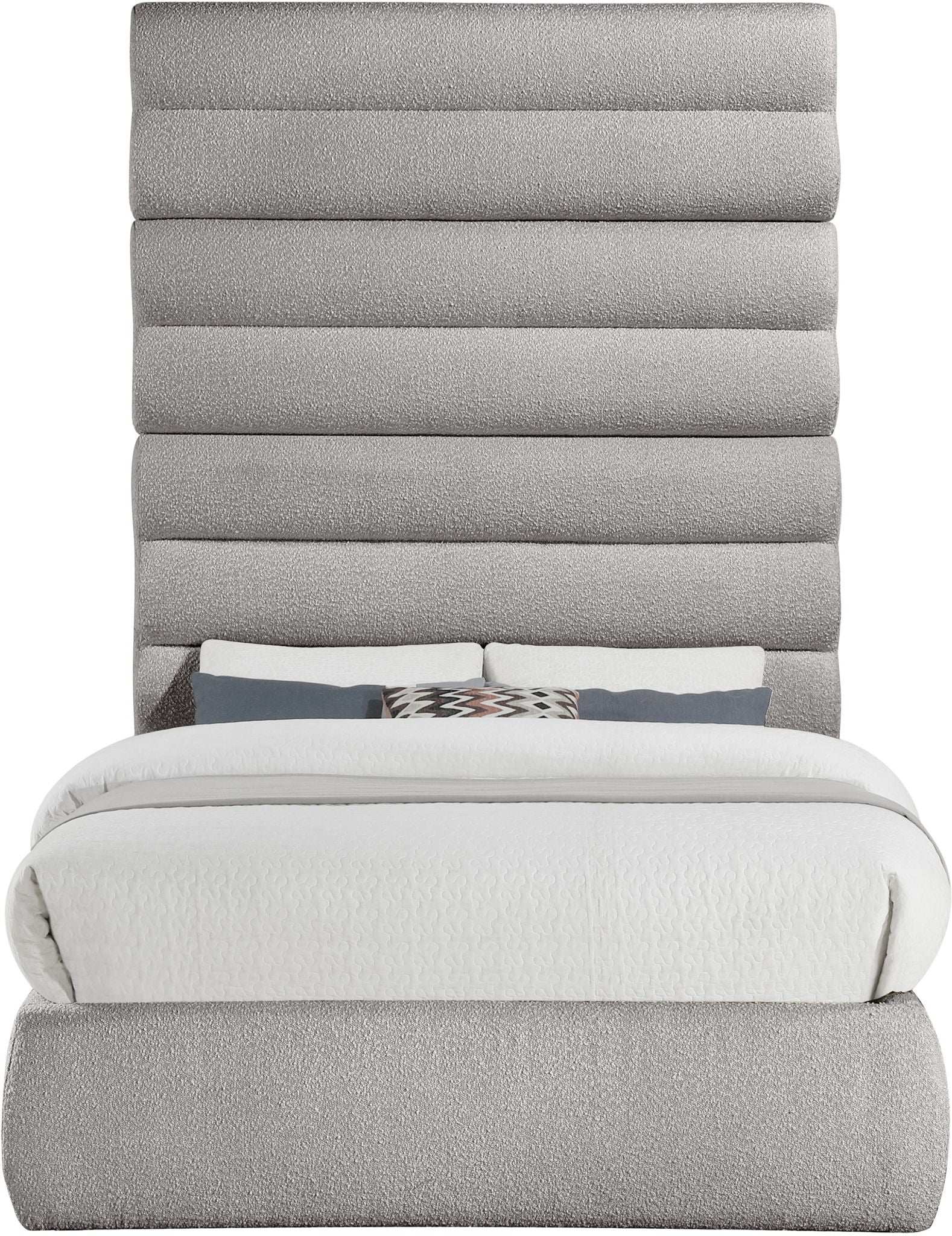 Adam - Boucle Fabric Bed With 89" Headboard
