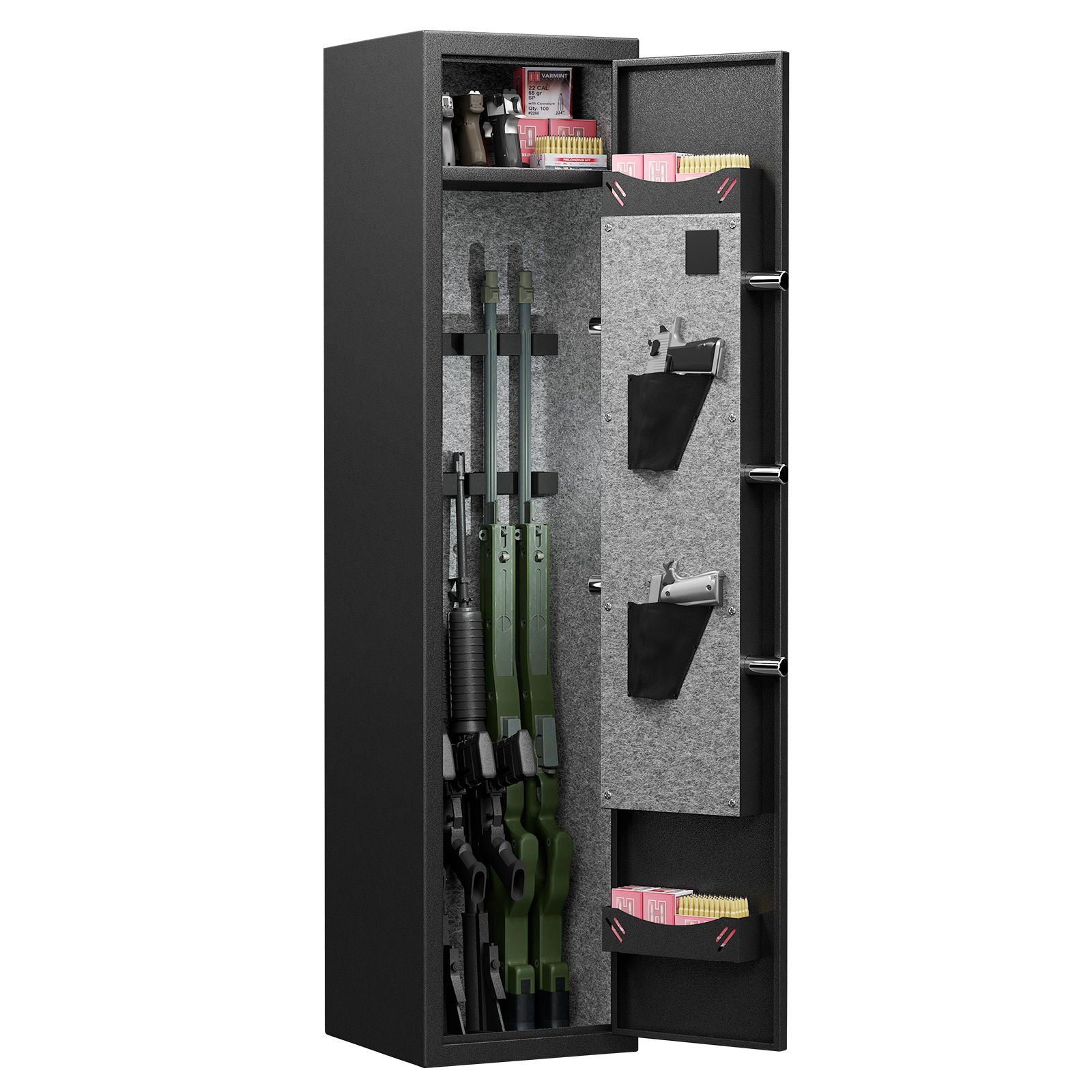 3 - 4 Gun Safe For Rifles And Pistols, Quick Access Password Gun Safe, High Security Metal Rifle Safe Locker With Removable Shelf And 2 Adjustable Gun Slots - Black - Best Buy Furniture