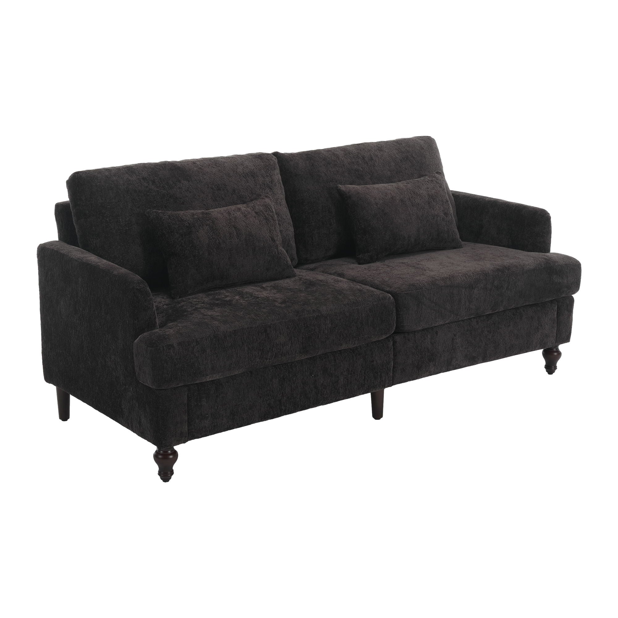 Mid Century Modern Chenille Fabric Loveseat Sofa, 2 Seat Upholstered Couch