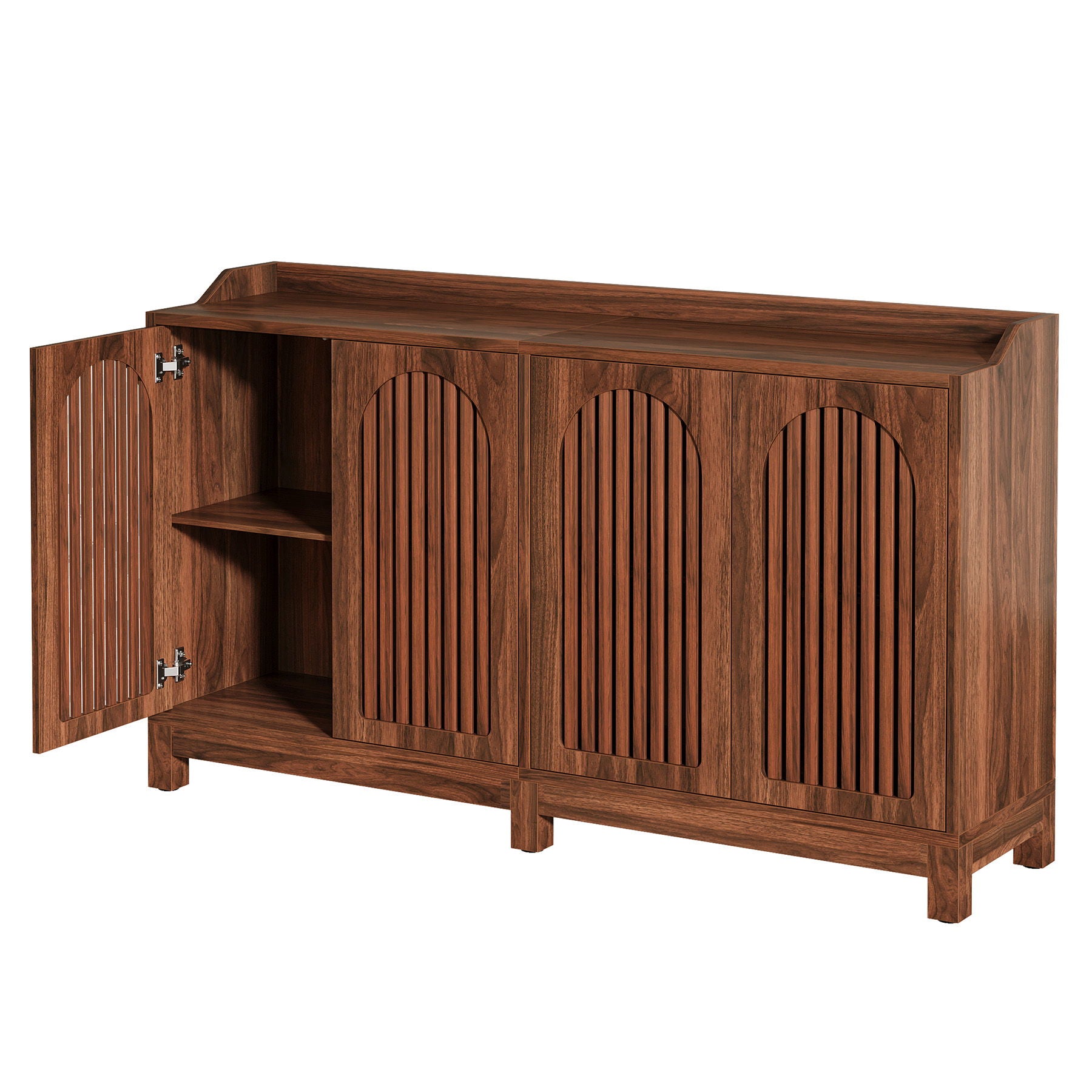Sideboard Buffet Cabinet With 4 Doors & Shelves, Credenza Table For Dining Room - Brown