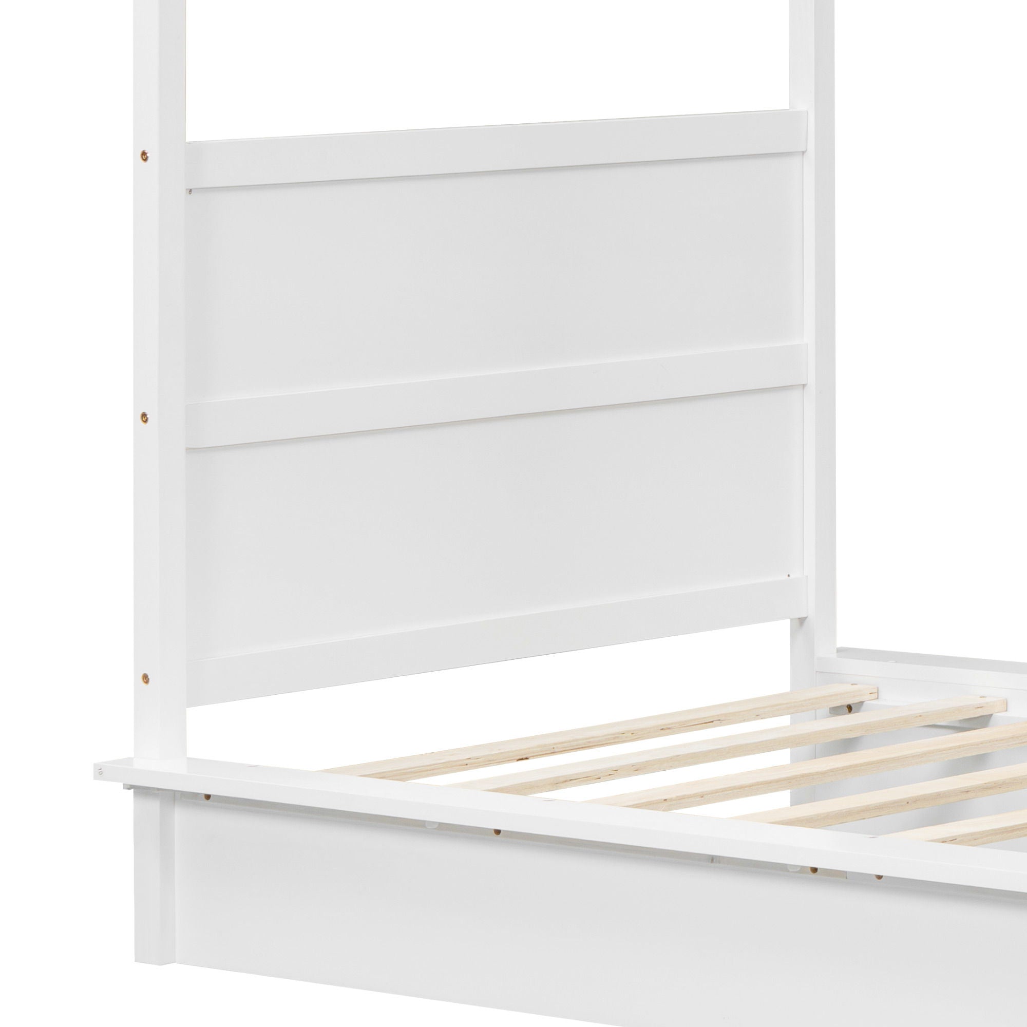 LED Canopy Bed, Canopy Platform Bed With Support Slats, No Box Spring Needed