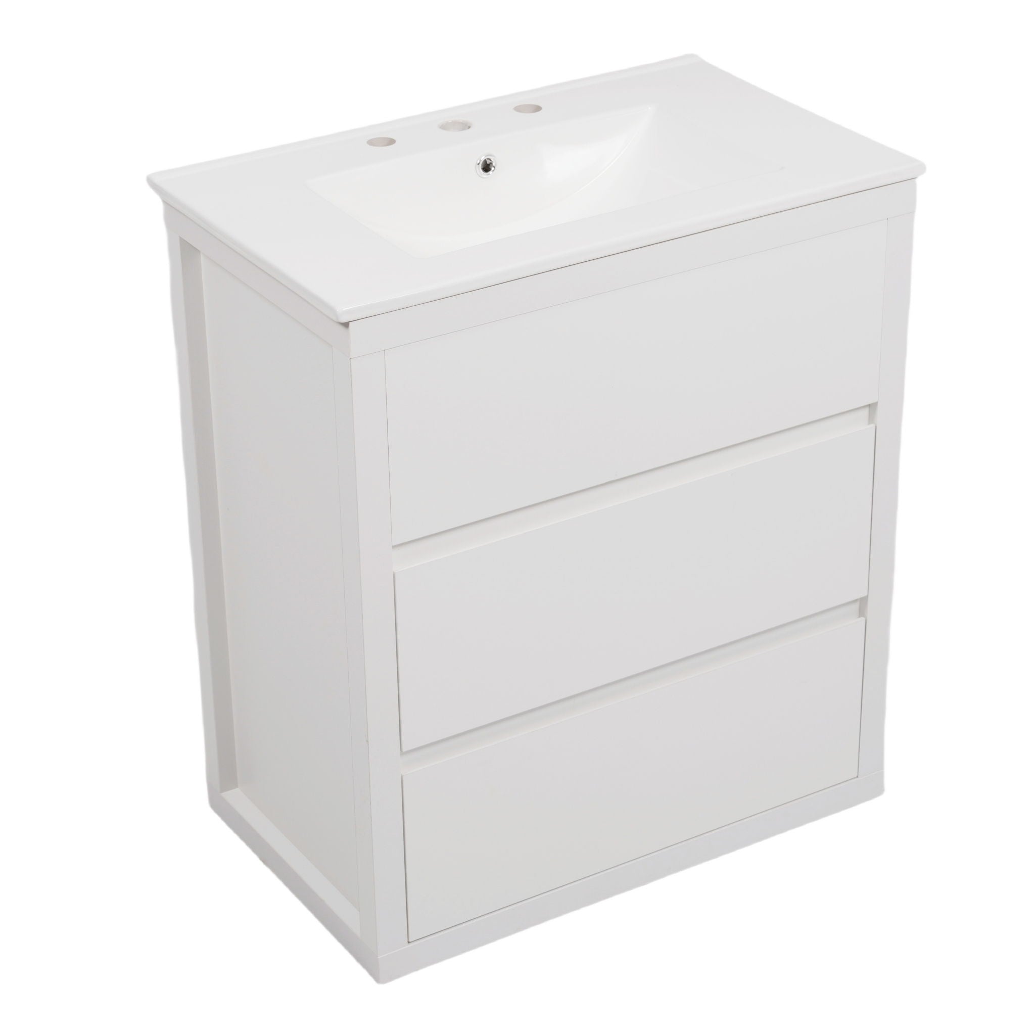 Freestanding Bathroom Vanity With Ceramic Sink, 2 Full Extension Drawers