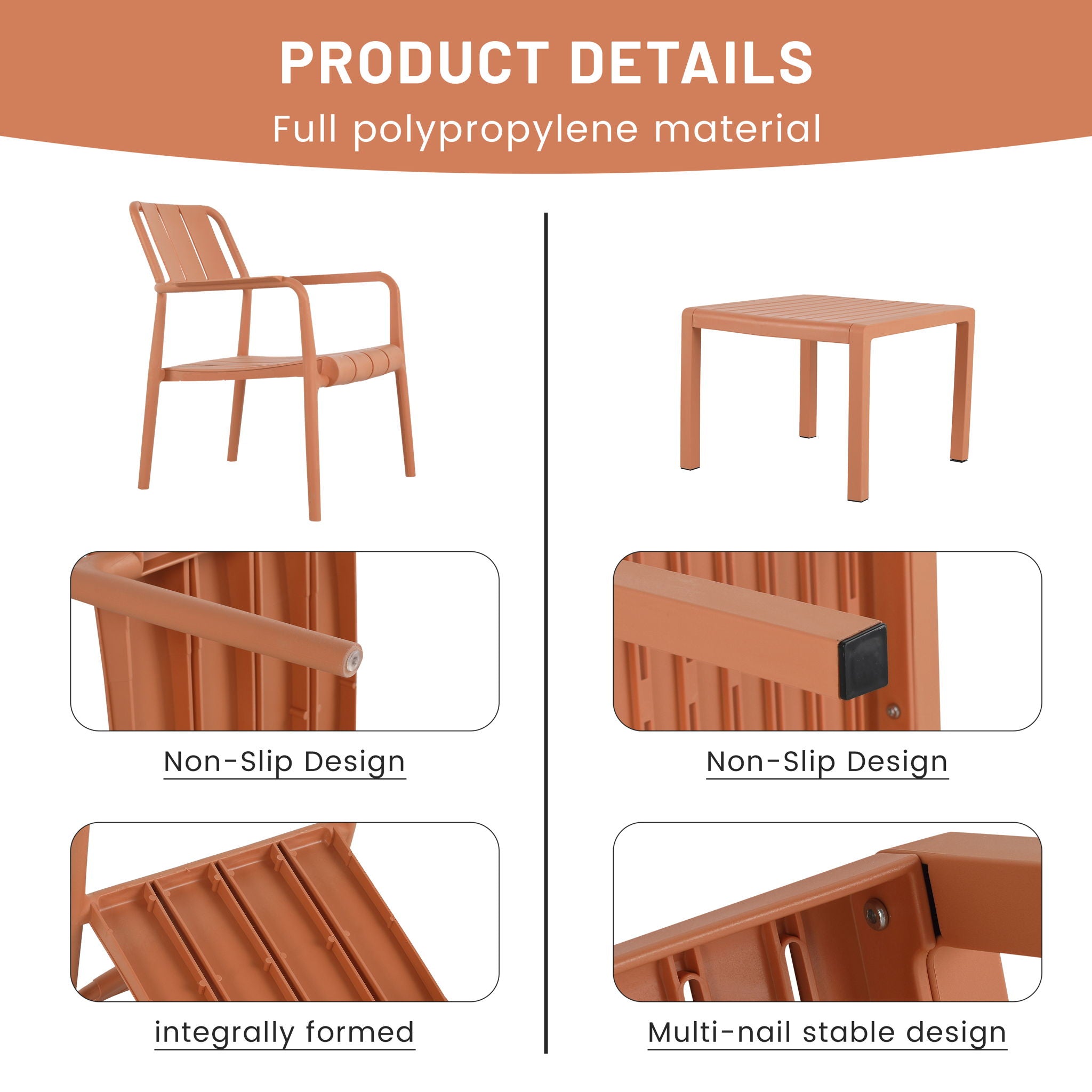 3 Piece Indoor / Outdoor Leisure Table And Chair Set