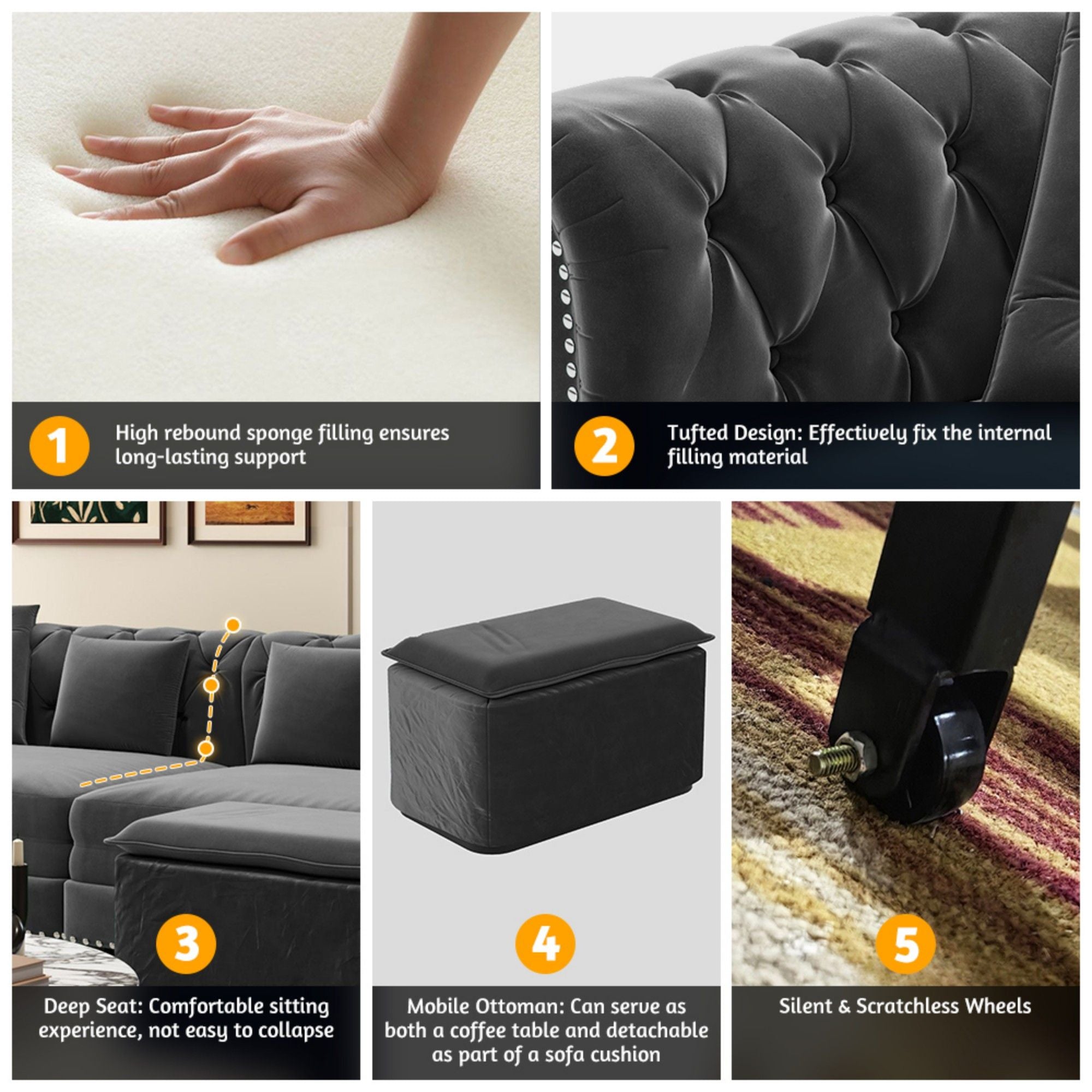3 In 1 Pull Out Sofa Bed With Movable Ottoman